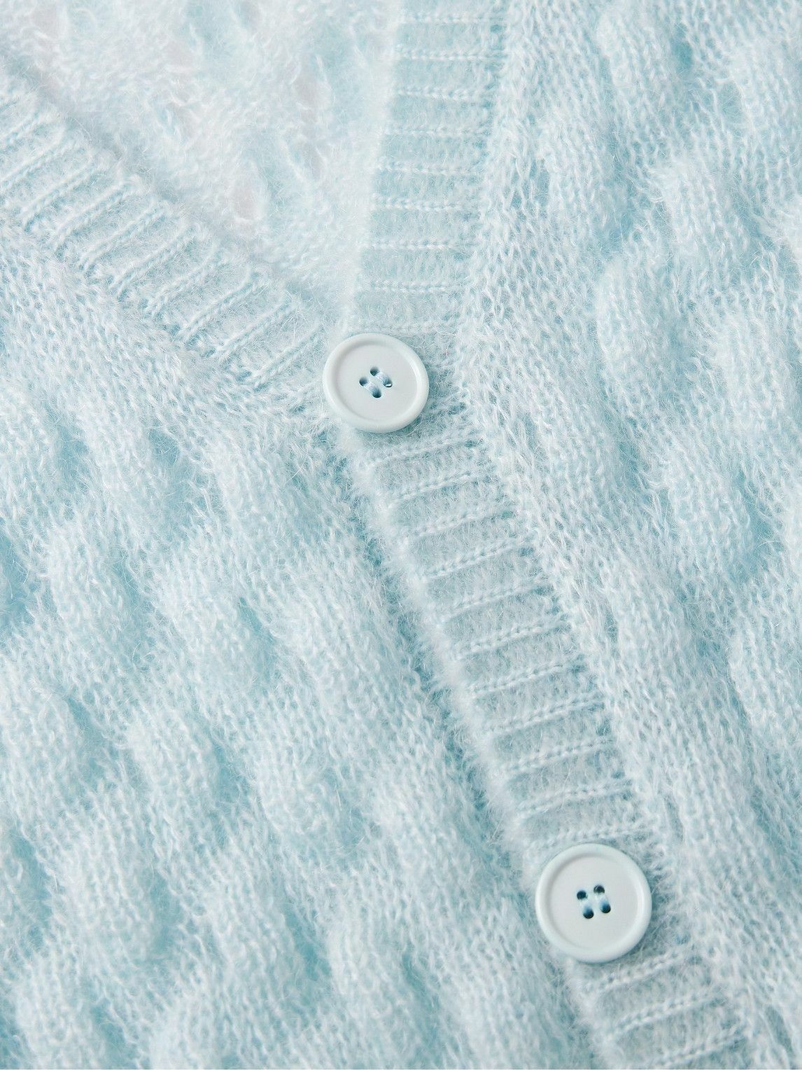 Simone Rocha o1tko11224 Open-Knit Mohair Cardigan in Light Blue Size US S / EU 44-46 / 1 - 4 Thumbnail