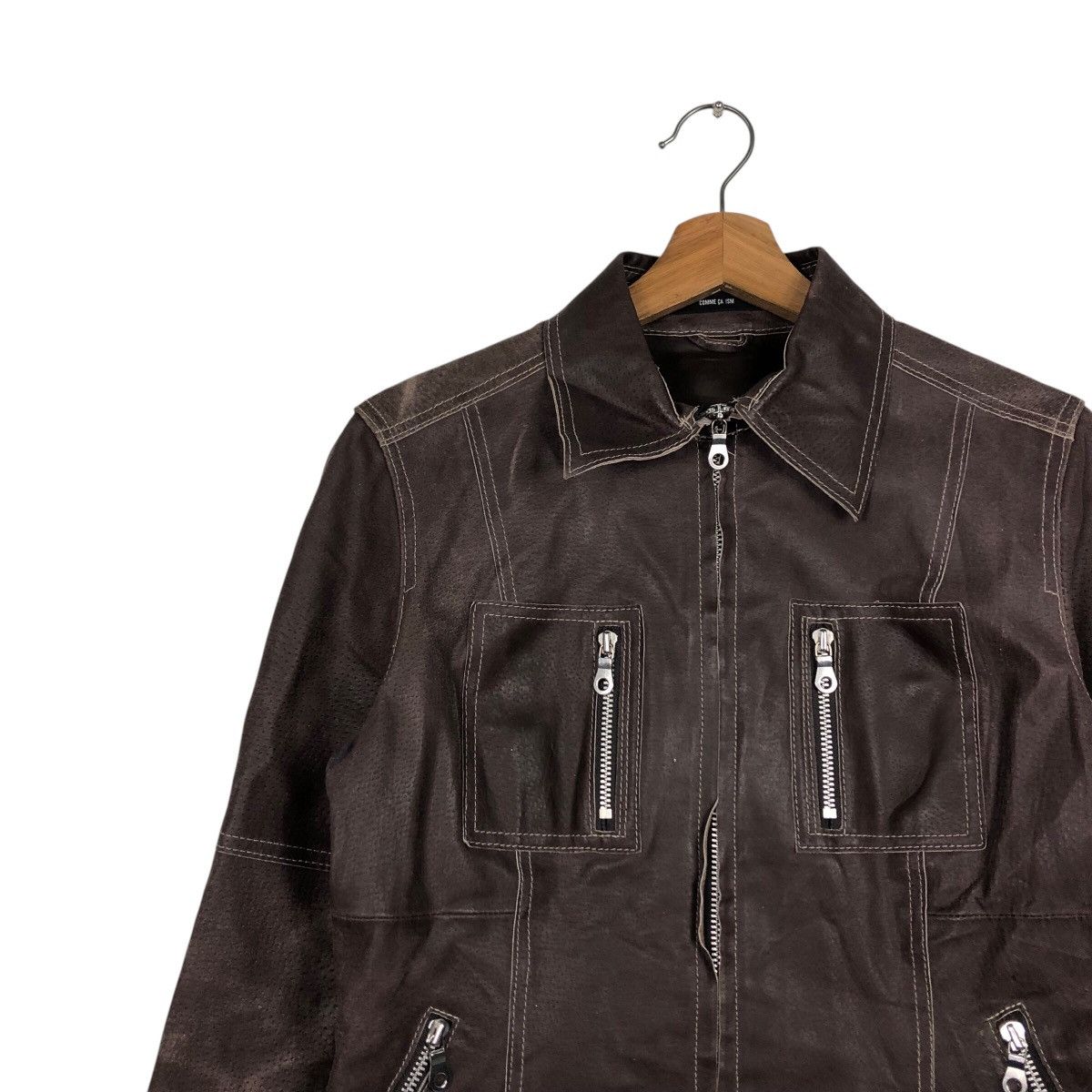 📌Vintage Biker Leather Jacket Comme Ca Ism Bondage Design