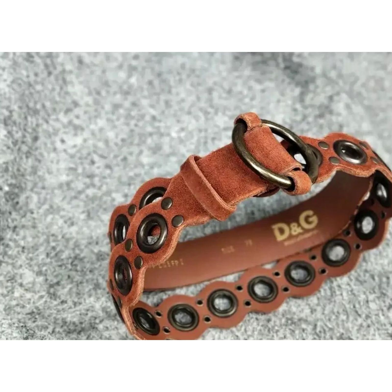 Vintage VINTAGE Dolce & Gabbana Perforations Leather Belt Women Regular Size S Brown 90s Adjustable Belt Size ONE SIZE - 6 Thumbnail