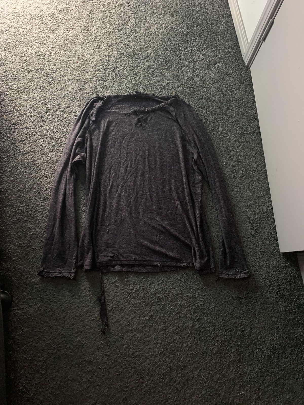 image of Avant Garde x Le Grande Bleu L G B Distressed Long Sleeve in Black, Men's (Size Medium)