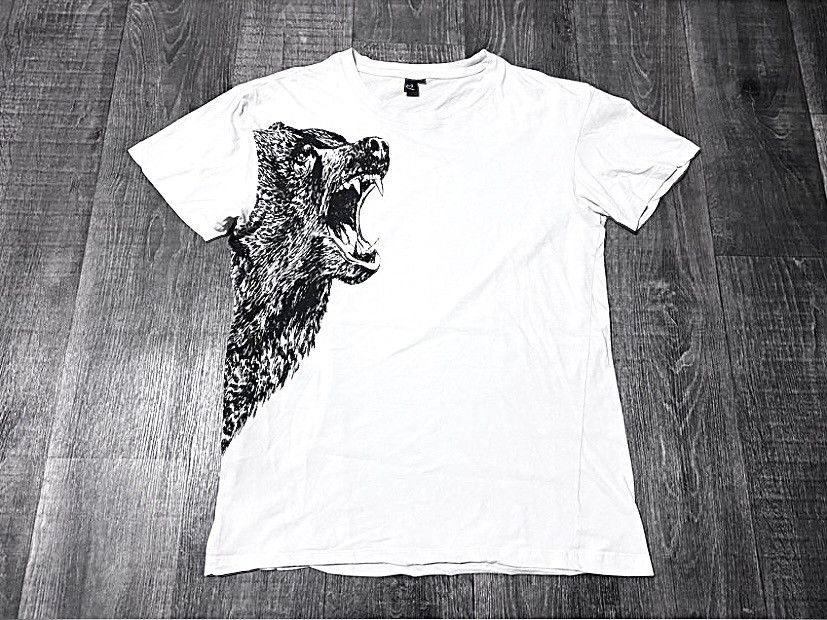 Alexander McQueen 2014 Mcqueen MCQ White Roaring Bear Vintage T-shirt Big Logo Size US L / EU 52-54 / 3 - 6 Thumbnail