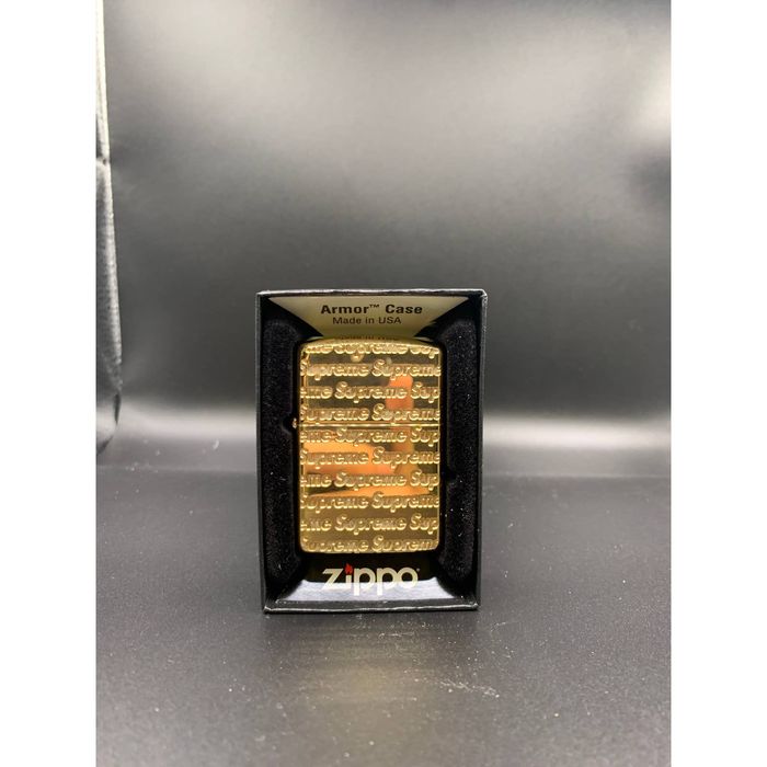 Supreme SUPREME REPEAT ENGRAVED ZIPPO LIGHTER GOLD FW22 SHIPS NOW