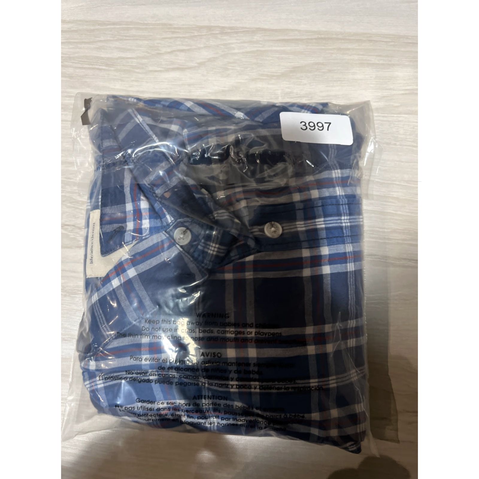 Denime Life After Denim Shirt Button Down Men's XL Plaid Blue 100% Cotton Long Sleeve Button-Down Collared Wool? Size US XL / EU 56 / 4 - 4 Thumbnail