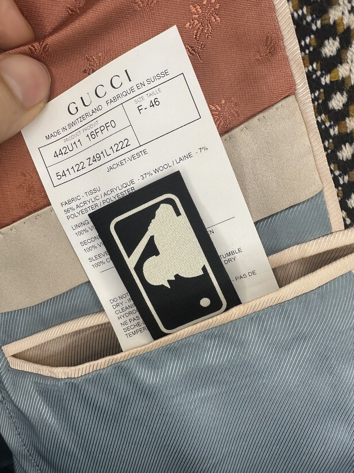 Gucci × MLB Gucci NY Yankees Tweed Blazer IT46 Size 46R - 13 Thumbnail