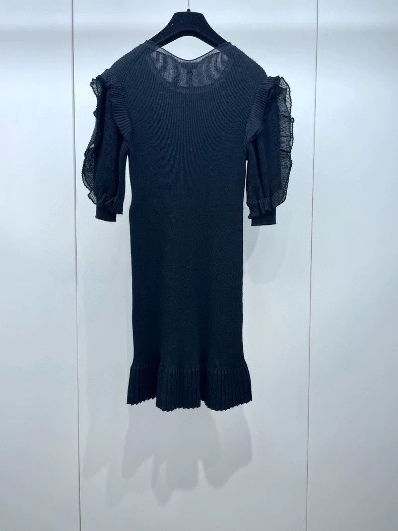 Chanel Chanel Black Ruffled Knit Dress -2505 Size US 38 / EU 54 - 2 Thumbnail