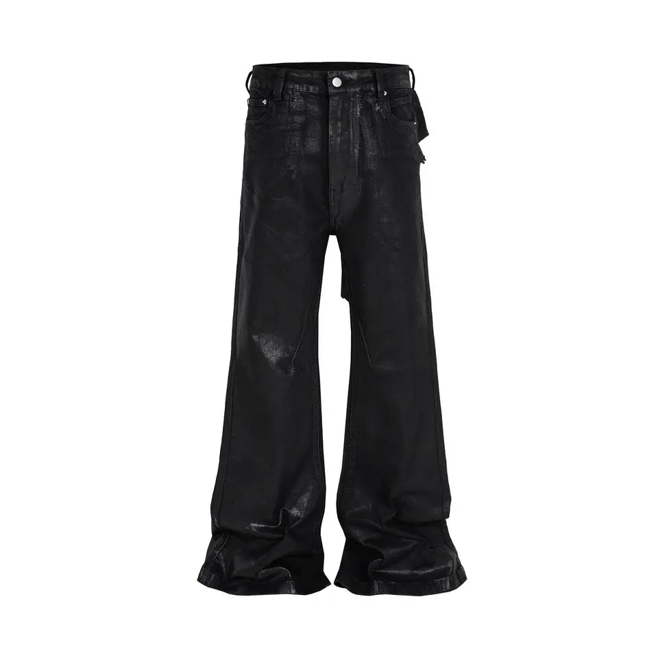 Japanese Brand Streetwear Wax Leather Stretch Hombre Baggy Flare Pants Size US 30 / EU 46 - 1 Thumbnail