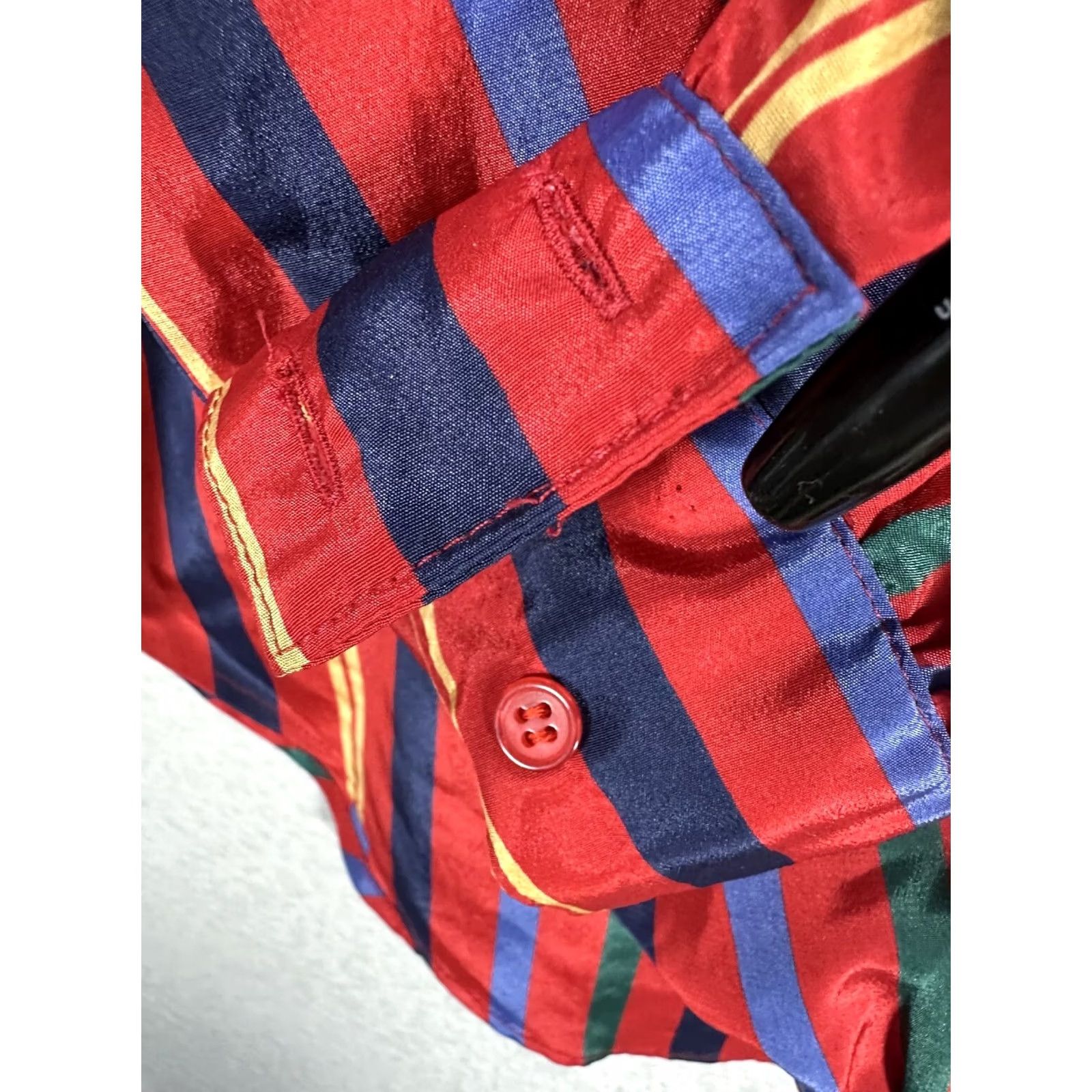 Vintage Vintage The Villager Red Striped Shirt Blouse Mock Neck Puff Sleeve Sz 6 Womens Size M / US 6-8 / IT 42-44 - 6 Thumbnail