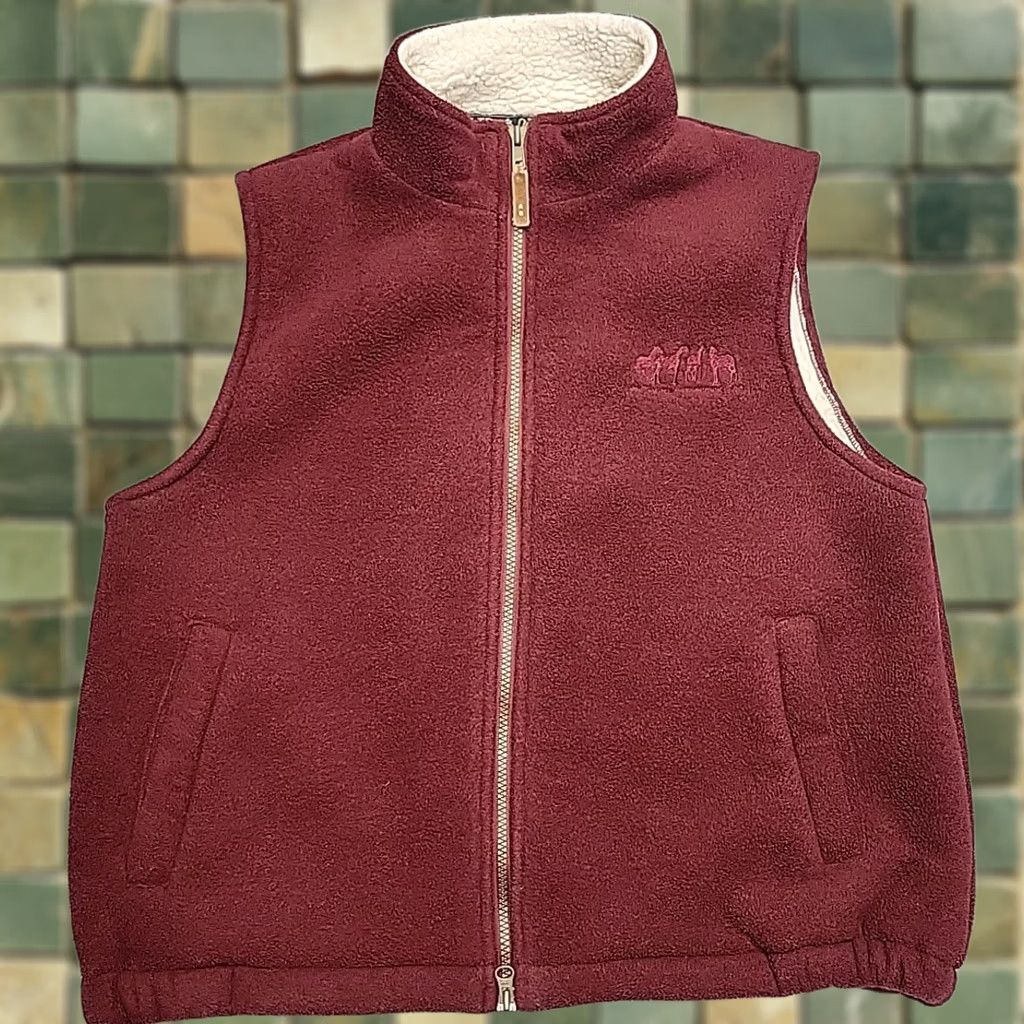 Vintage Outback Trading Vest Womens M Maroon Summit Sherpa Lined Fleece Western Workwear Vest Size M / US 6-8 / IT 42-44 - 1 Thumbnail