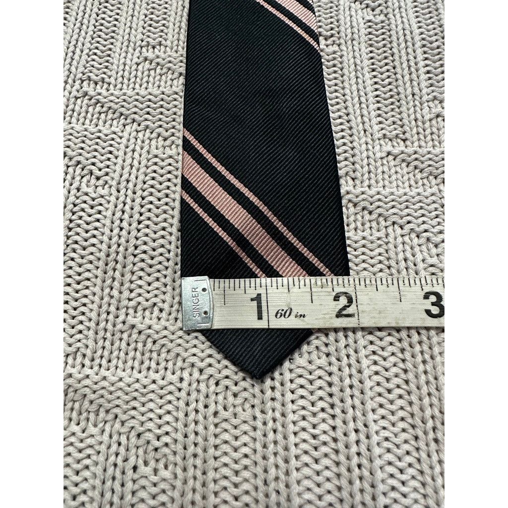 Vintage Vintage Field Brothers black and pink striped silk tie Size ONE SIZE - 4 Thumbnail