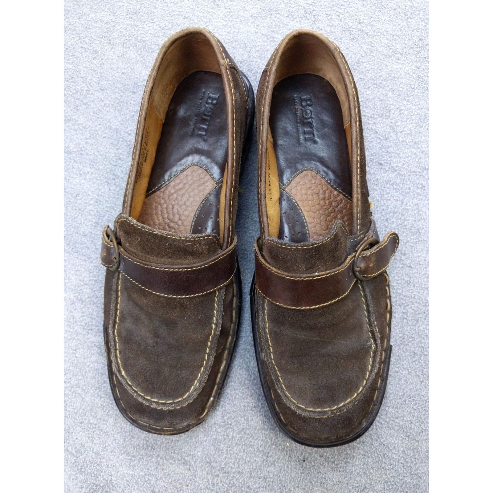 Born Born Womens Loafer Casual Slip On Brown Suede W0261 Buckle 8 M 39 39? Size US 8 / IT 38 - 2 Thumbnail