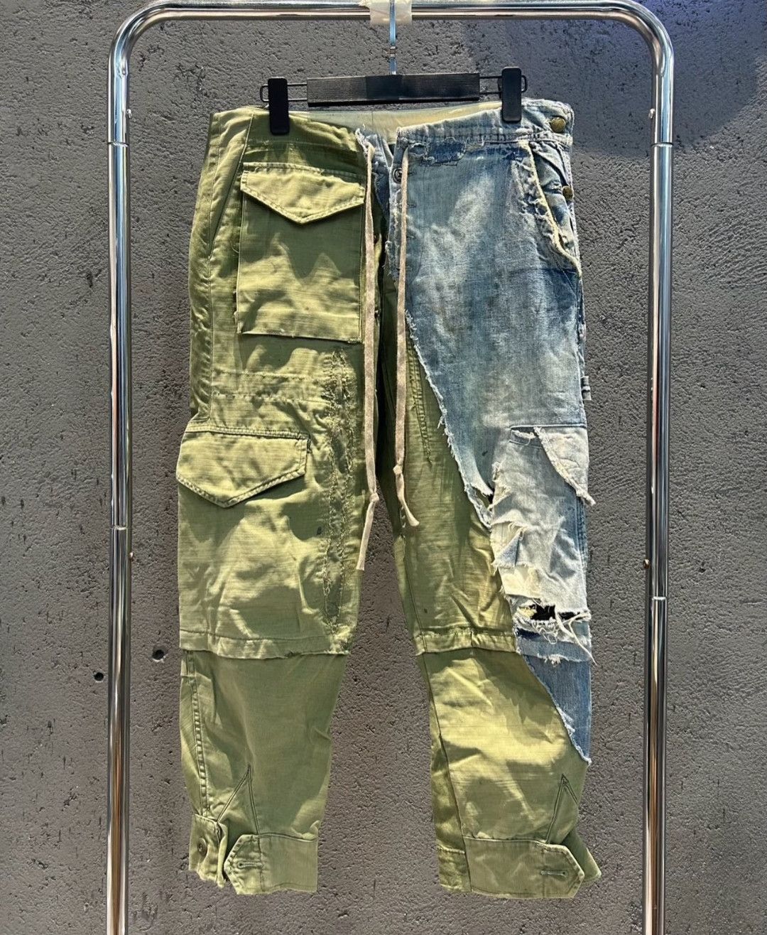 image of Greg Laurent Army Patchwork Denim Trousers, Men's (Size 29)