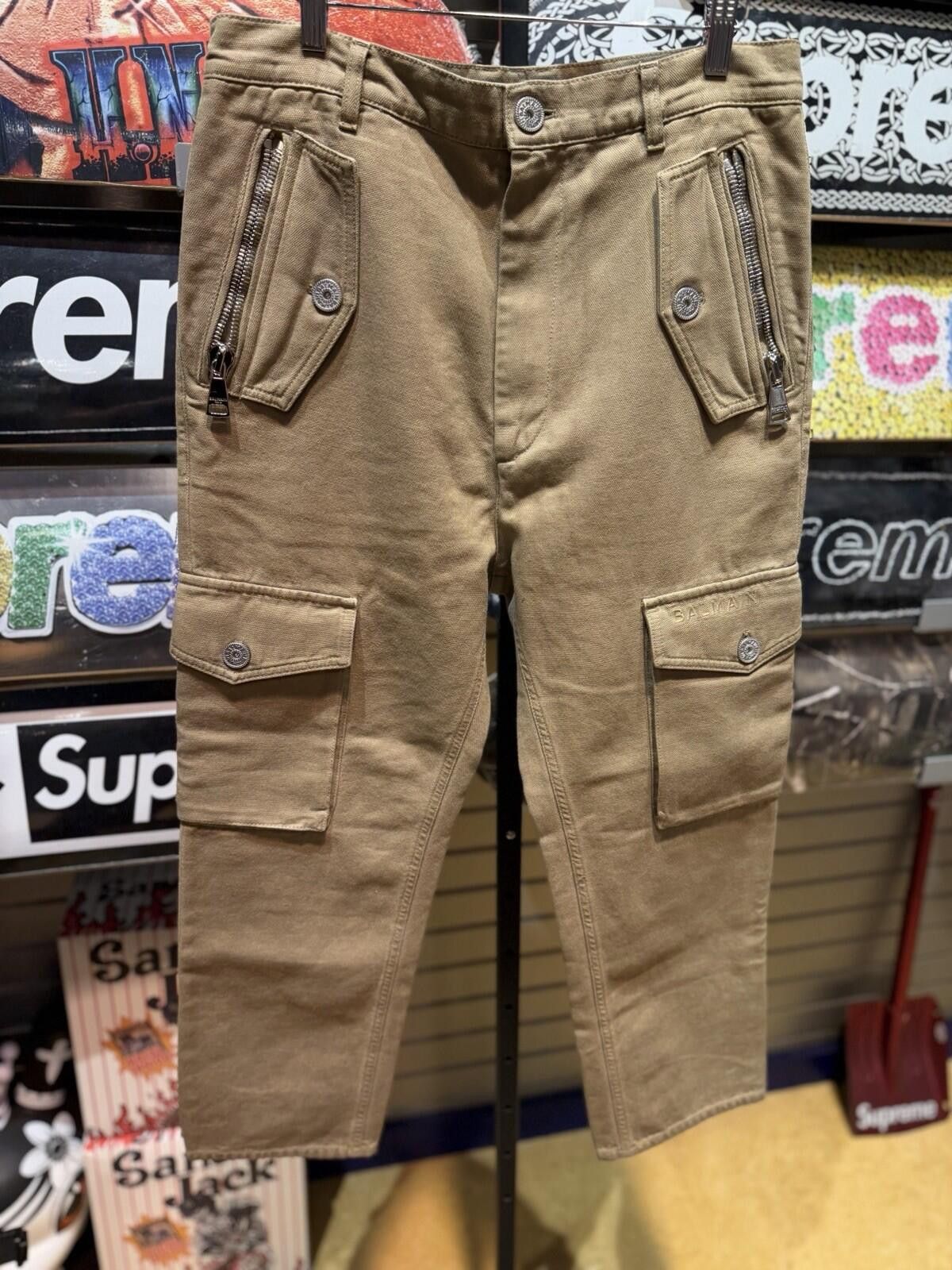 Balmain Balmain Biker Cargo Zip Pocket Beige / Khaki Pants (48) Size US 44 / EU 60 - 1 Thumbnail