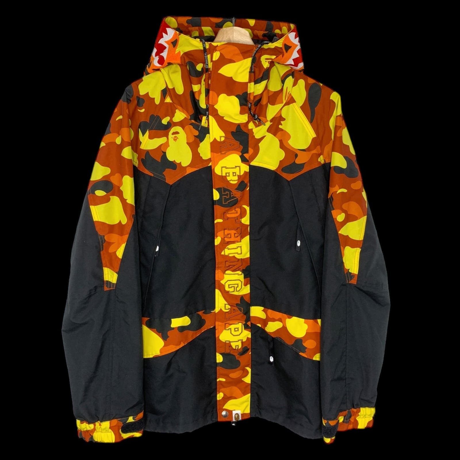 Image of Bape 1St Camo Tiger Snowboard Jacket (Orange), Men's (Size 2XL)