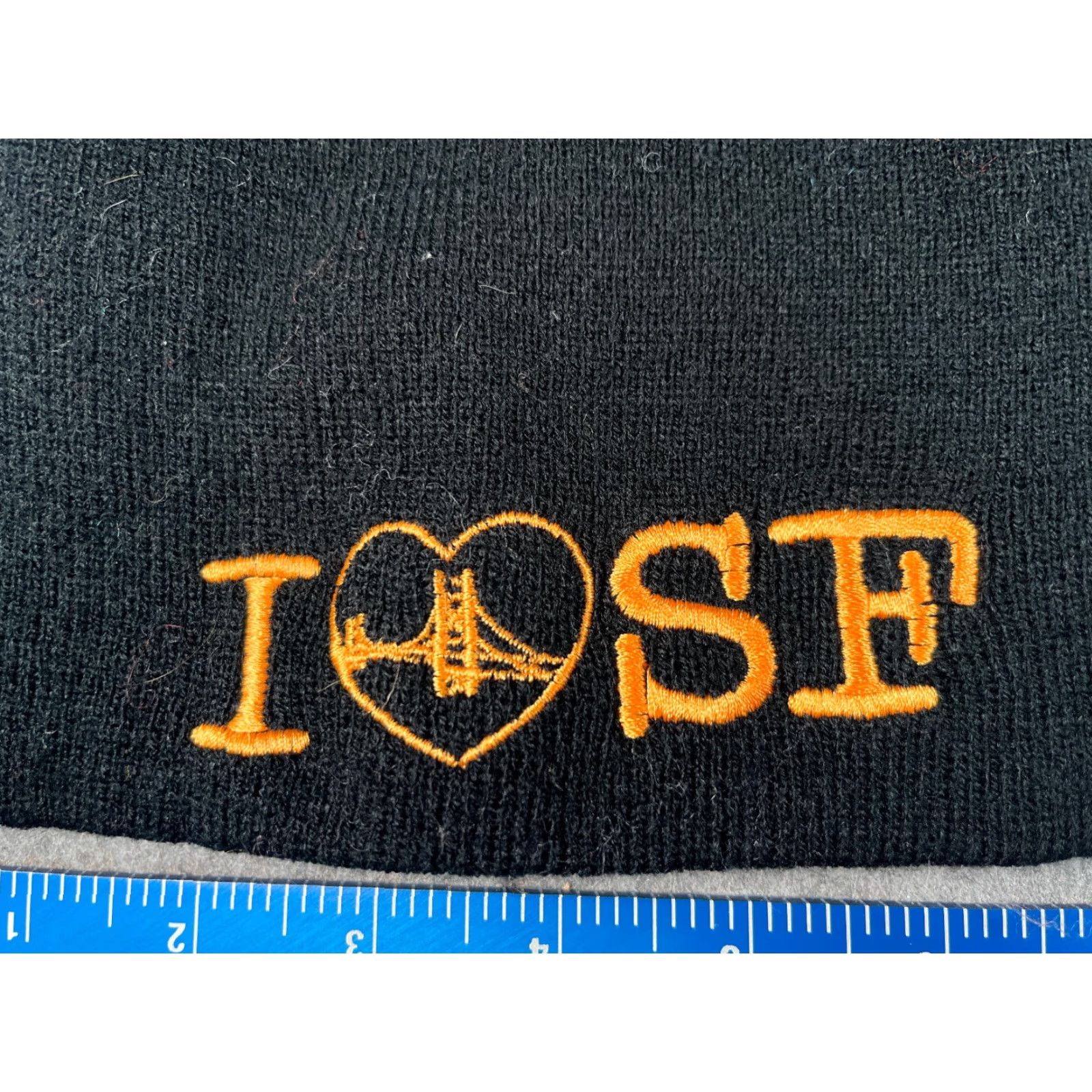 Vintage VINTAGE I Love San Francisco Beanie Toque Adult One Size Black Yellow Knit 100% Acrylic Beanie Mens Womens Headwear Size ONE SIZE - 2 Thumbnail