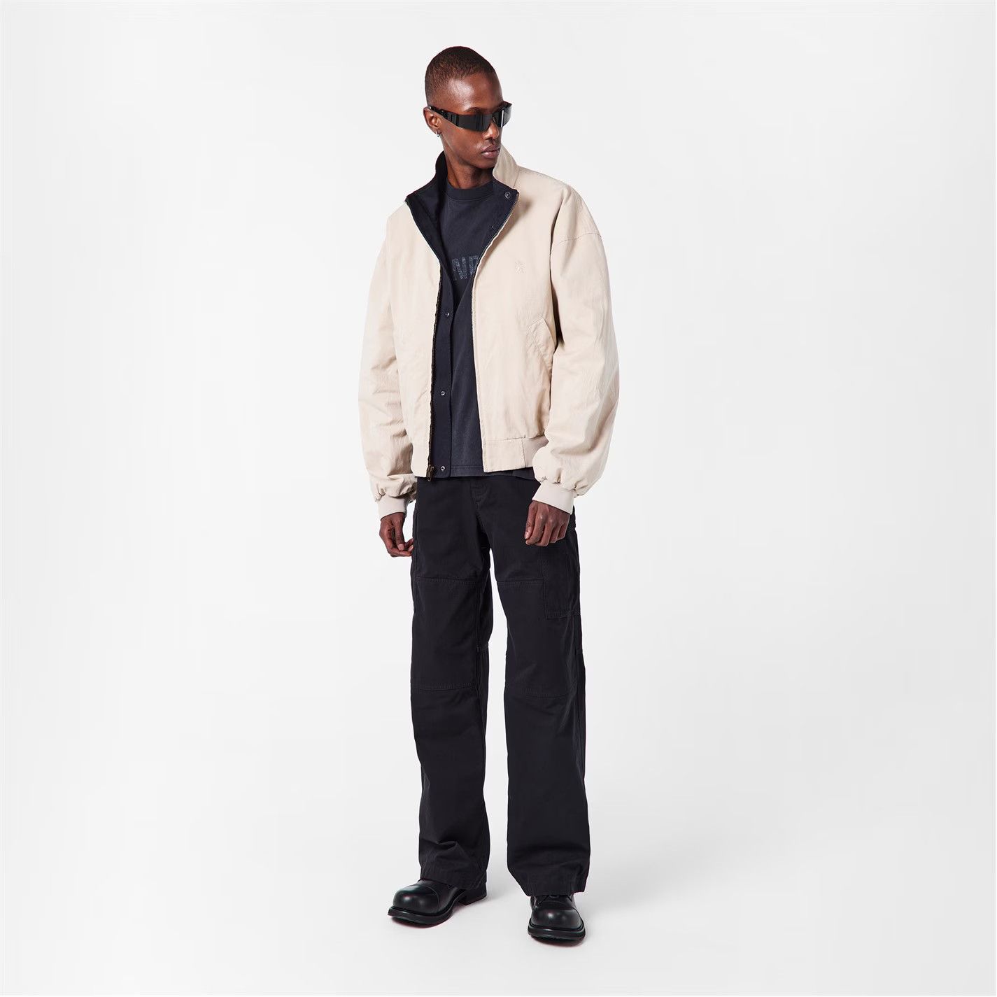 Balenciaga o1g2r1mq0226 Bal Reverse Bomber Jacket In Beige/Blue Size US S / EU 44-46 / 1 - 3 Thumbnail