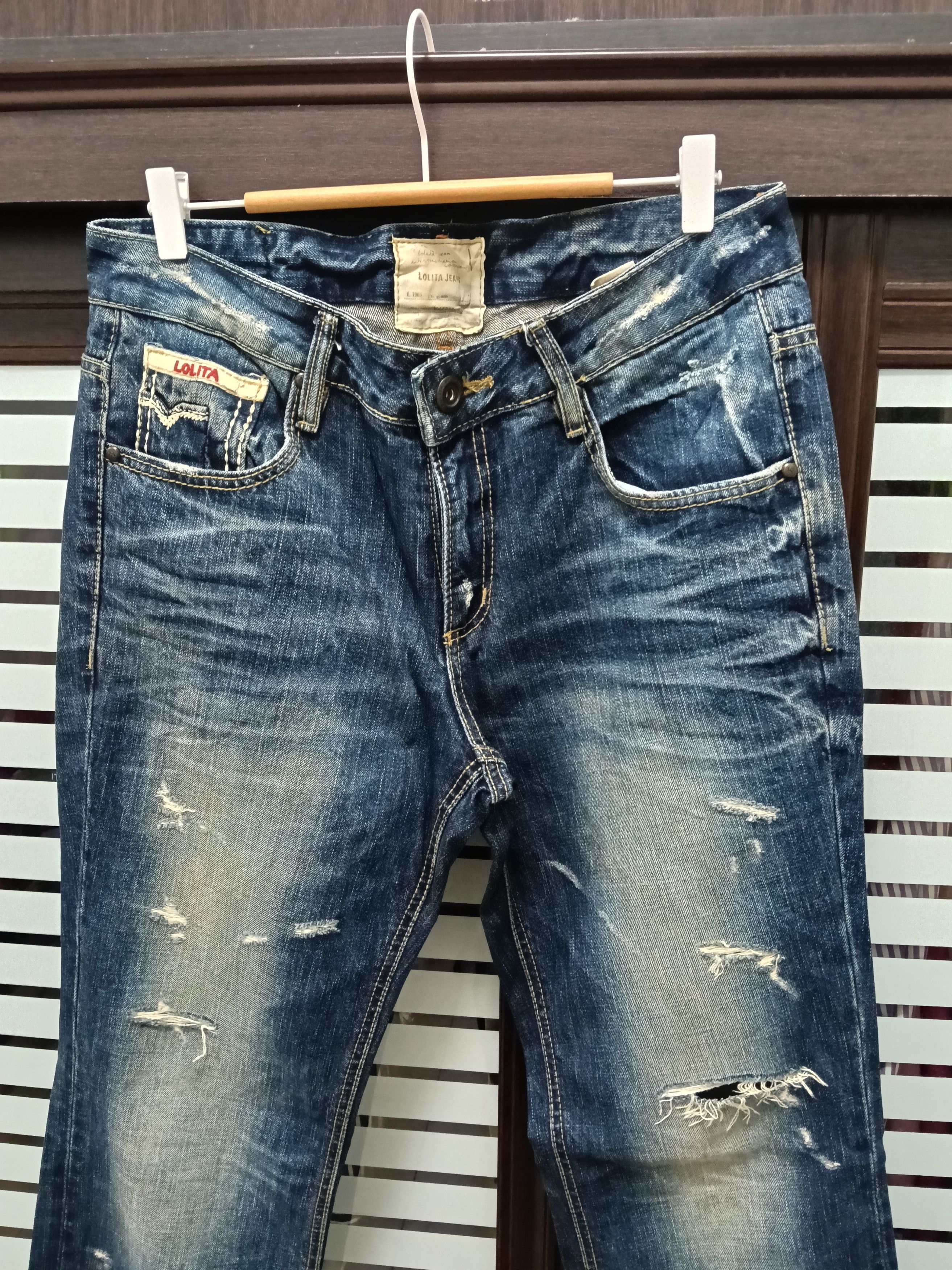 Japanese Brand 💥Flared Distressed Lolita Jeans 💥 Size US 34 / EU 50 - 4 Thumbnail