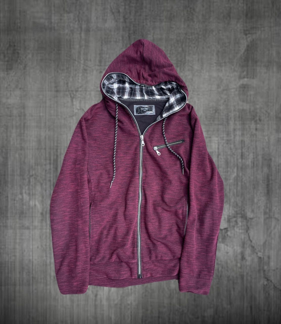 2000s Japanese archive Vkei Plaid Zip-up Hoodie Gyaruo Y2K