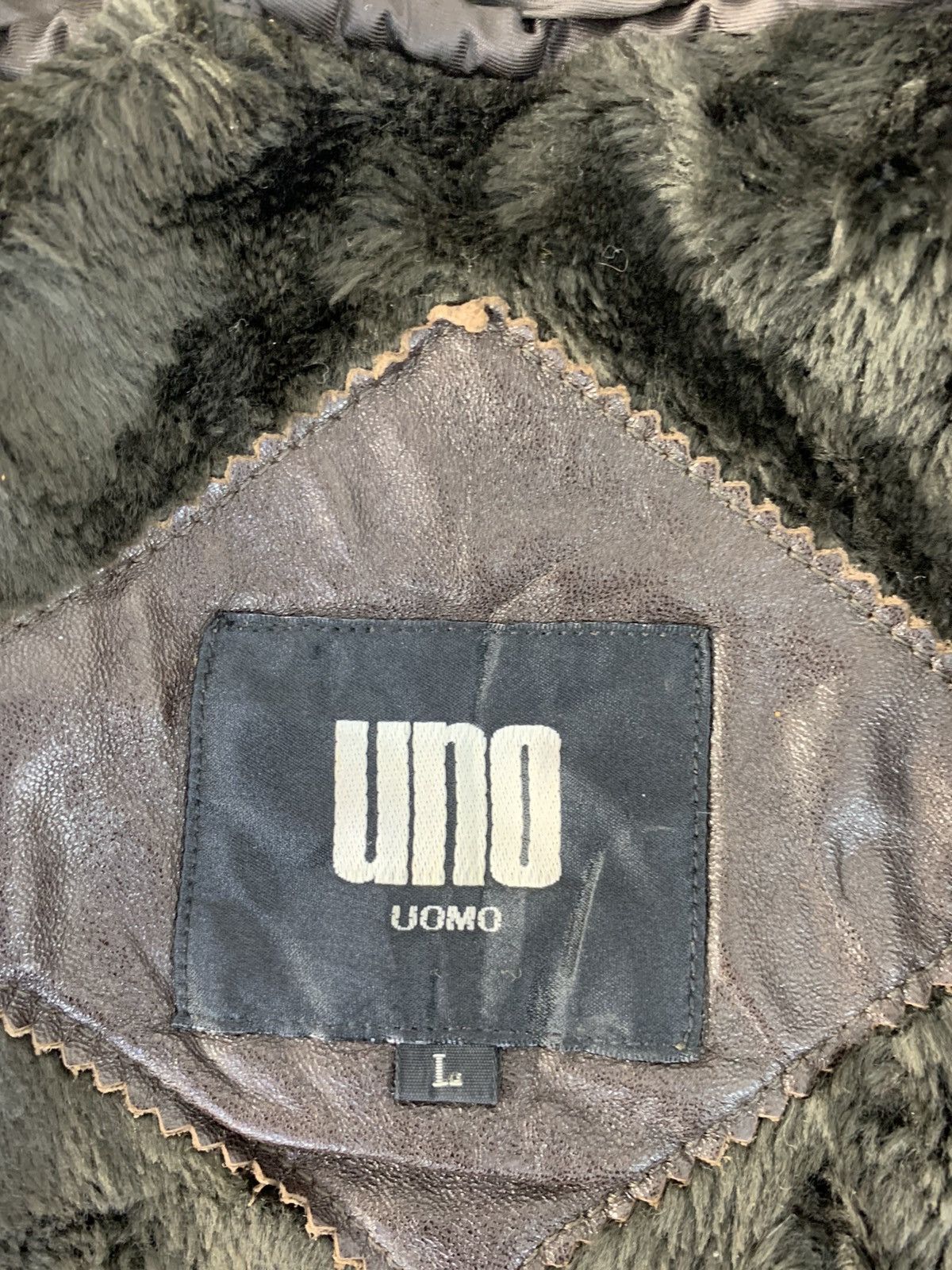 Genuine Leather 90s Japanese Uno Uomo Bomber Leather Jacket Sherpa Inner Size US L / EU 52-54 / 3 - 7 Thumbnail