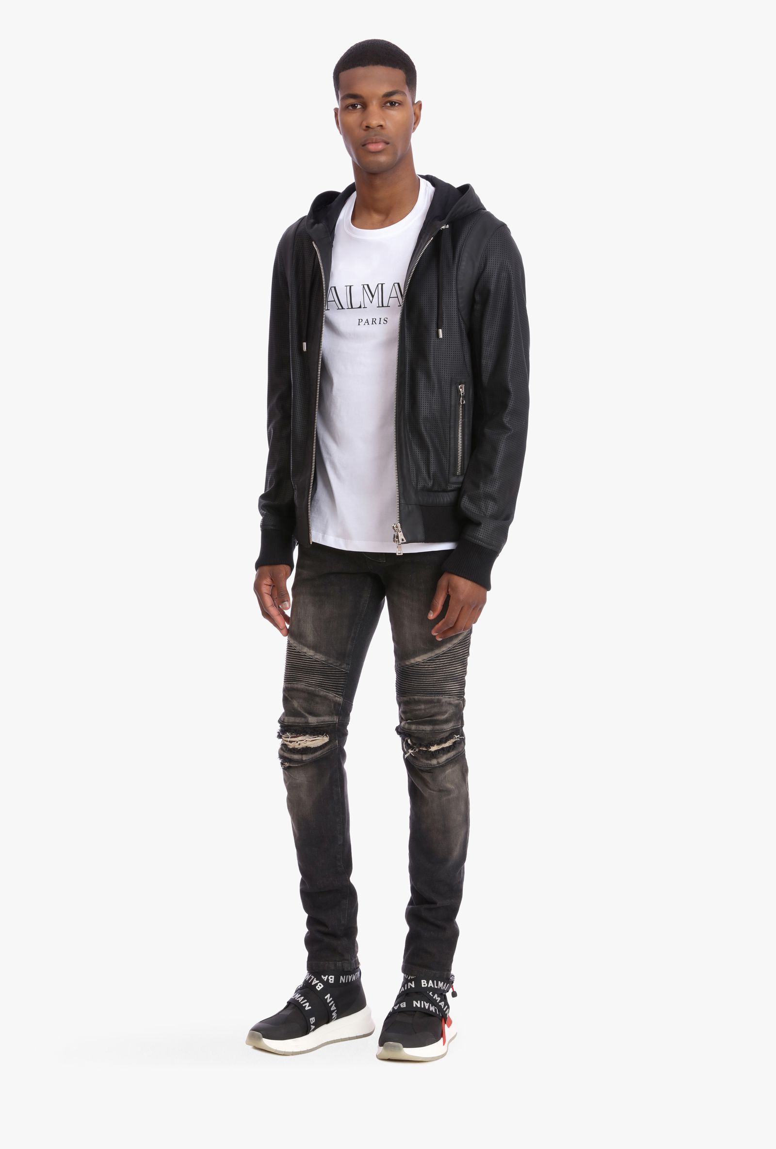 Balmain Balmain perforated leather zip-up hoodie Size US M / EU 48-50 / 2 - 2 Thumbnail