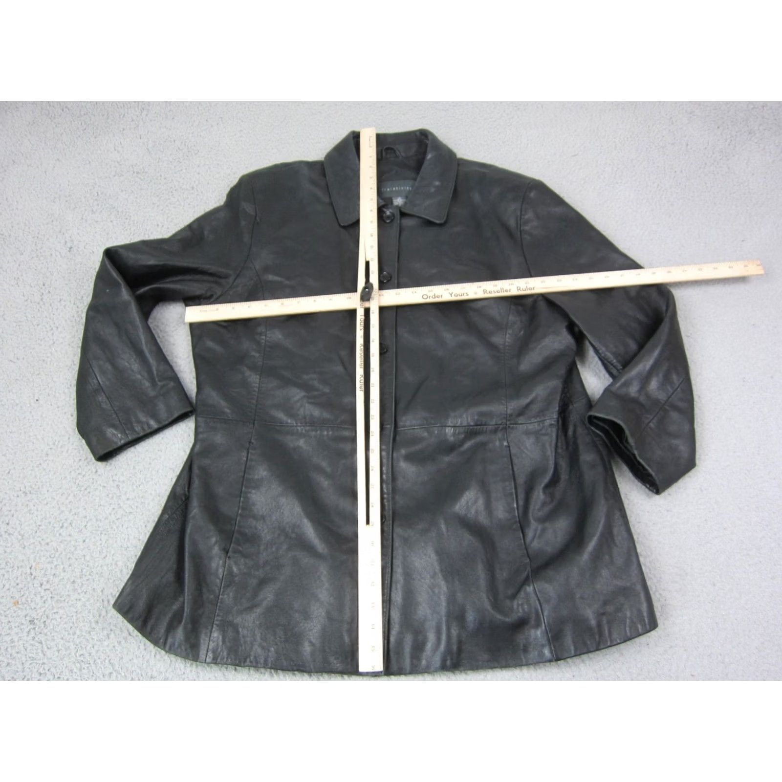 Vintage Relativity Jacket Womens 2X Black Leather Full Zip Biker Motorcycle Hoodie Lined Pattern Solid casual Workwear 80s 90s Mens Girls Size XXL / US 16-18 / IT 52-54 - 4 Thumbnail