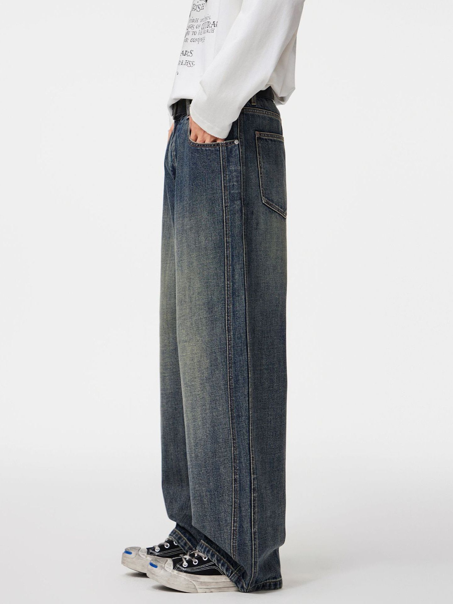 Japanese Brand American retro men's casual straight wide-leg loose jeans Size US 32 / EU 48 - 3 Thumbnail