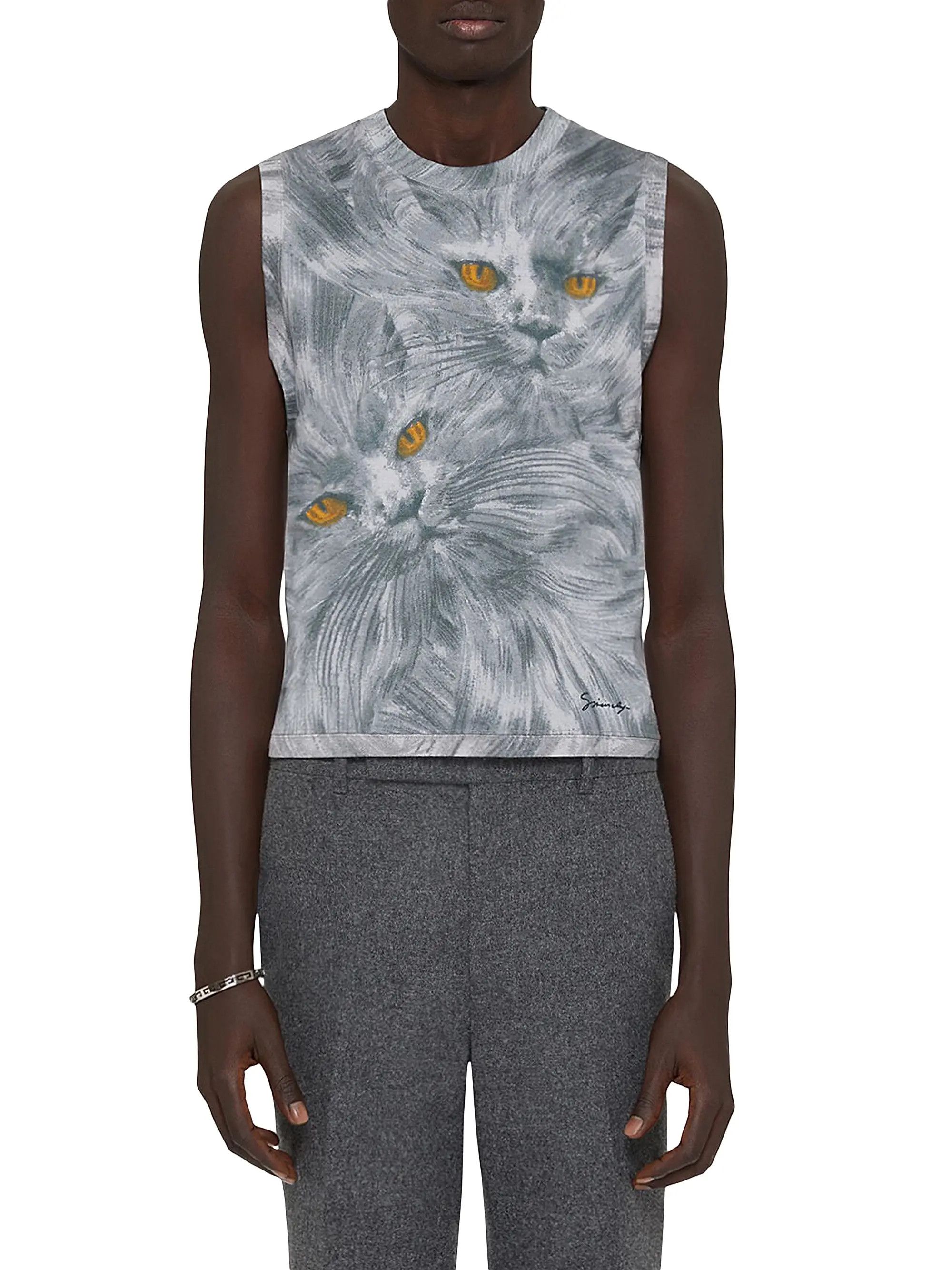 Givenchy oc11z0725 Printed Cat Tank Top in Cotton in Multicolor Size US XS / EU 42 / 0 - 2 Thumbnail