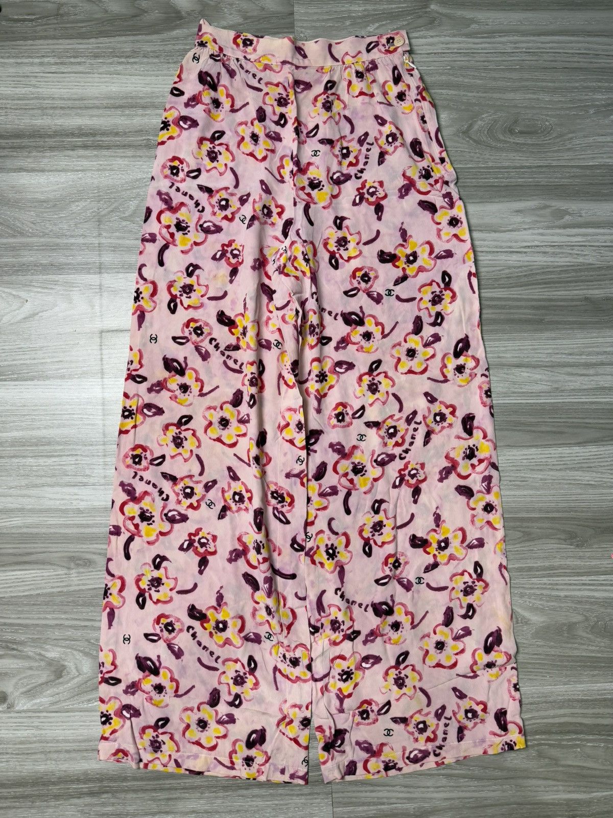 Chanel × Karl Lagerfeld Vintage Chanel - 1996 Floral Silk Pants - Karl Lagerfeld Size 26" / US 2 / IT 38 - 2 Thumbnail