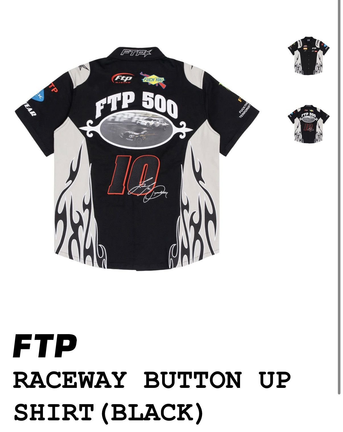 Fuck The Population FTP Raceway Black Button Shirt Size US L / EU 52-54 / 3 - 2 Thumbnail