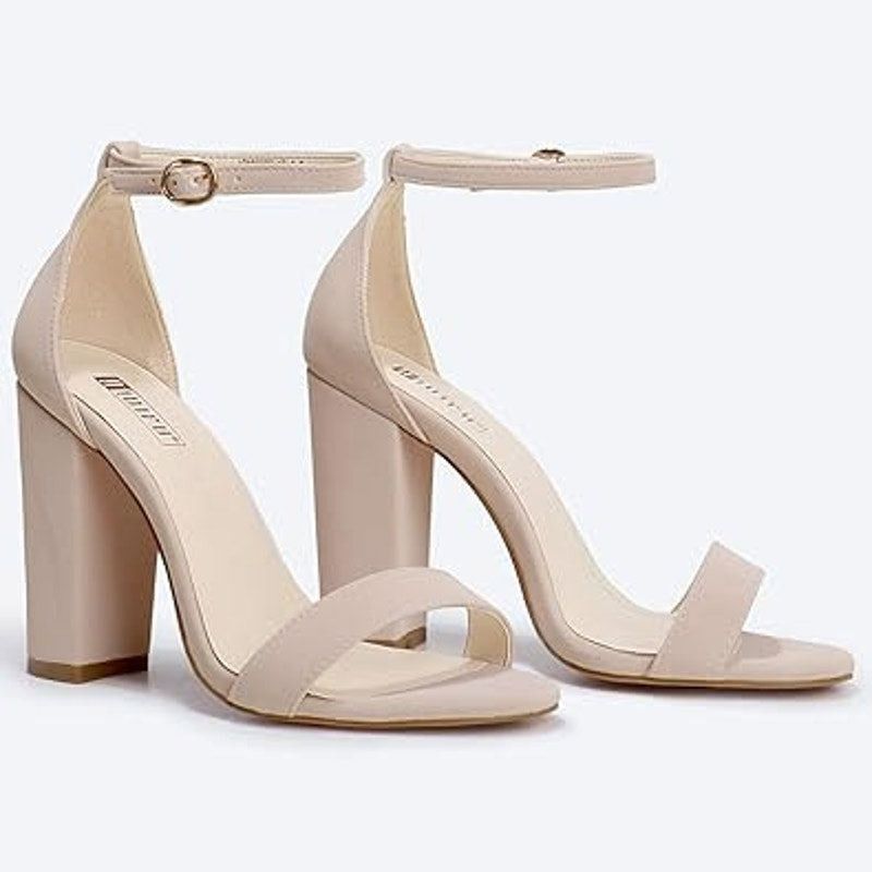 Other Idifu Women's Size 9 Tan Open Toe Ankle Strap Chunky Heels Size US 9 / IT 39 - 3 Thumbnail