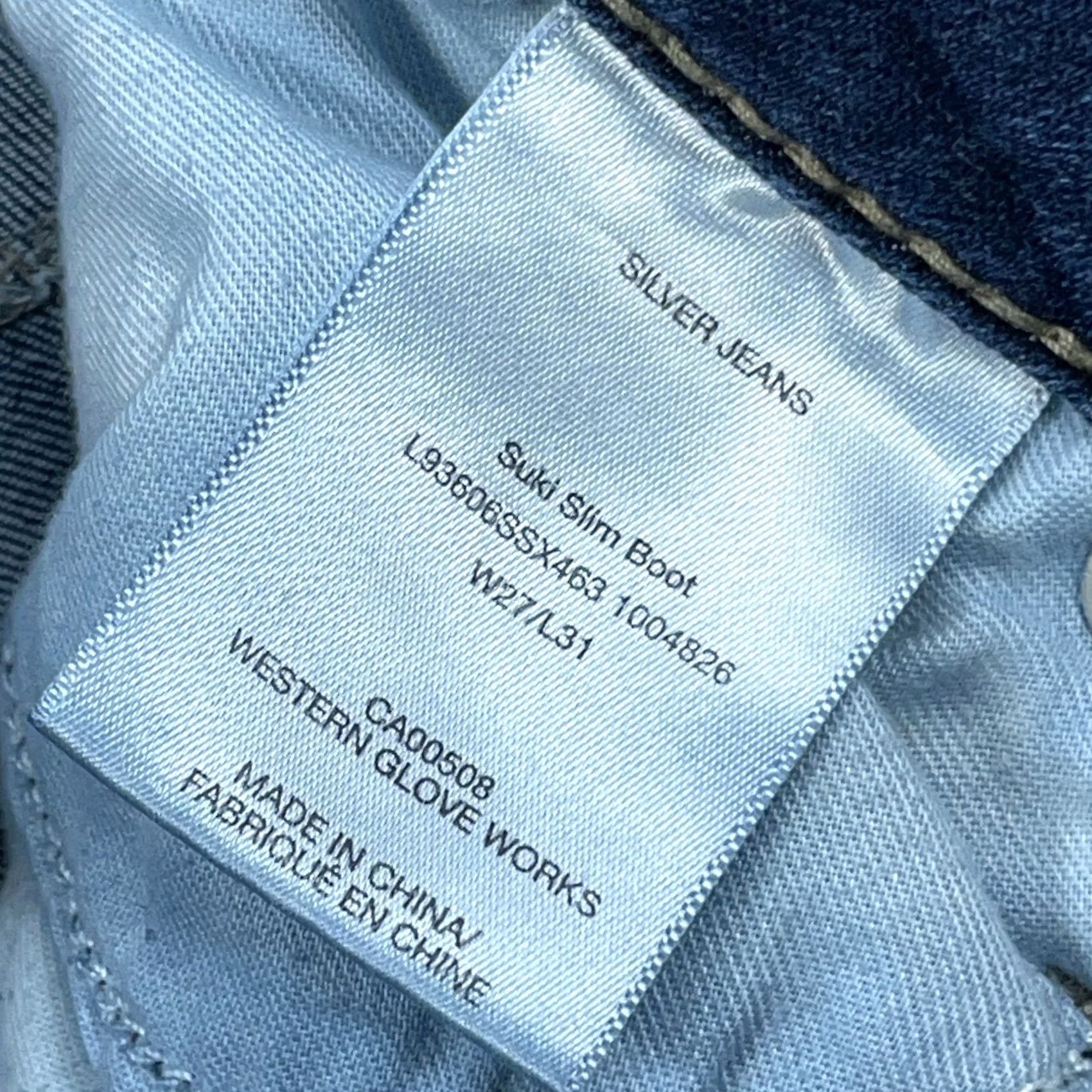 Silver Jeans Co. Silver Jeans Women 27x31 Suki Slim Fit Boot Cut Low Rise Med Wash Faded Flap Size 27" / US 4 / IT 40 - 4 Thumbnail