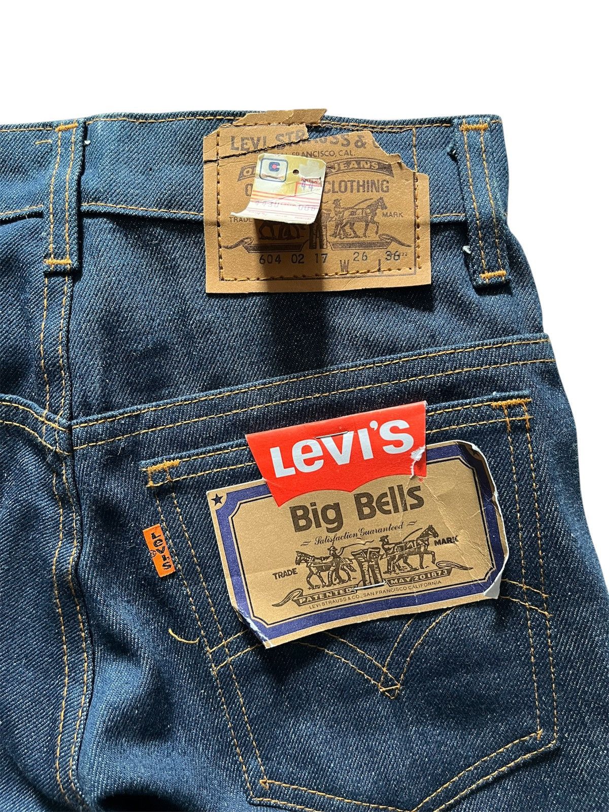 Levi's Vintage Clothing 1970s Levis 604 Big Bells indigo flare jeans NOS Size US 26 / EU 42 - 5 Thumbnail
