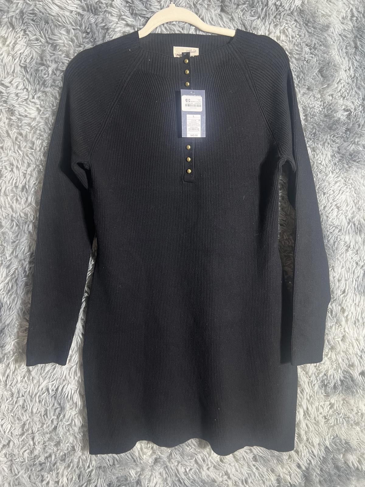Vineyard Vines Universal thread Women's Black Long Sleeve Dress Size L Size L / US 10 / IT 46 - 4 Thumbnail