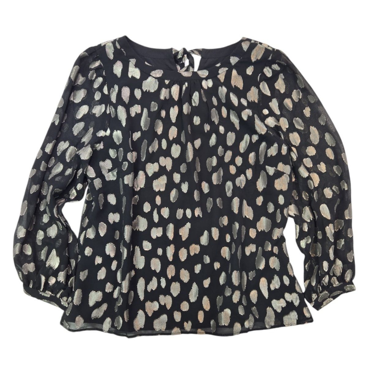 Other Talbots | Black & Silver, Clip Dot, Tie Back Blouse | Pet XL Size XL / US 12-14 / IT 48-50 - 4 Thumbnail