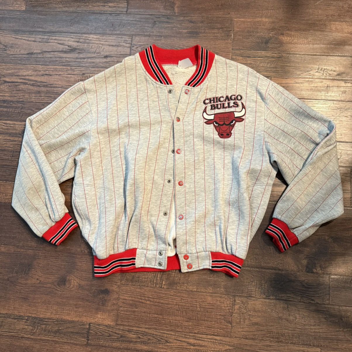 Other Vintage Chicago Bulls Baseball Pinstripe Snap Jacket (80s) Size US XL / EU 56 / 4 - 1 Thumbnail