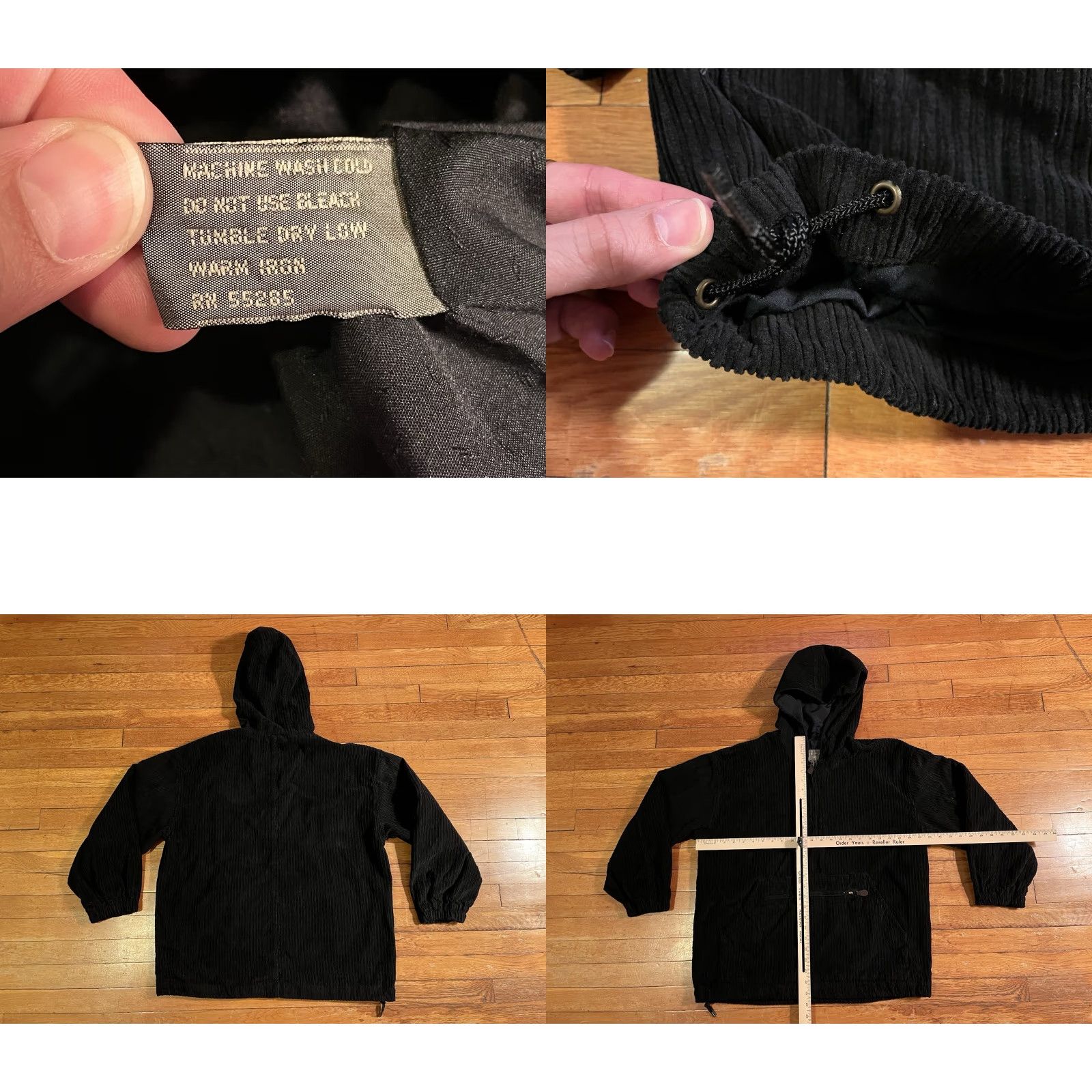Express VINTAGE Express Corduroy 1/4 Zip Hoodie Anorak Women’s S Black Ribbed 90s Size S / US 4 / IT 40 - 8 Thumbnail