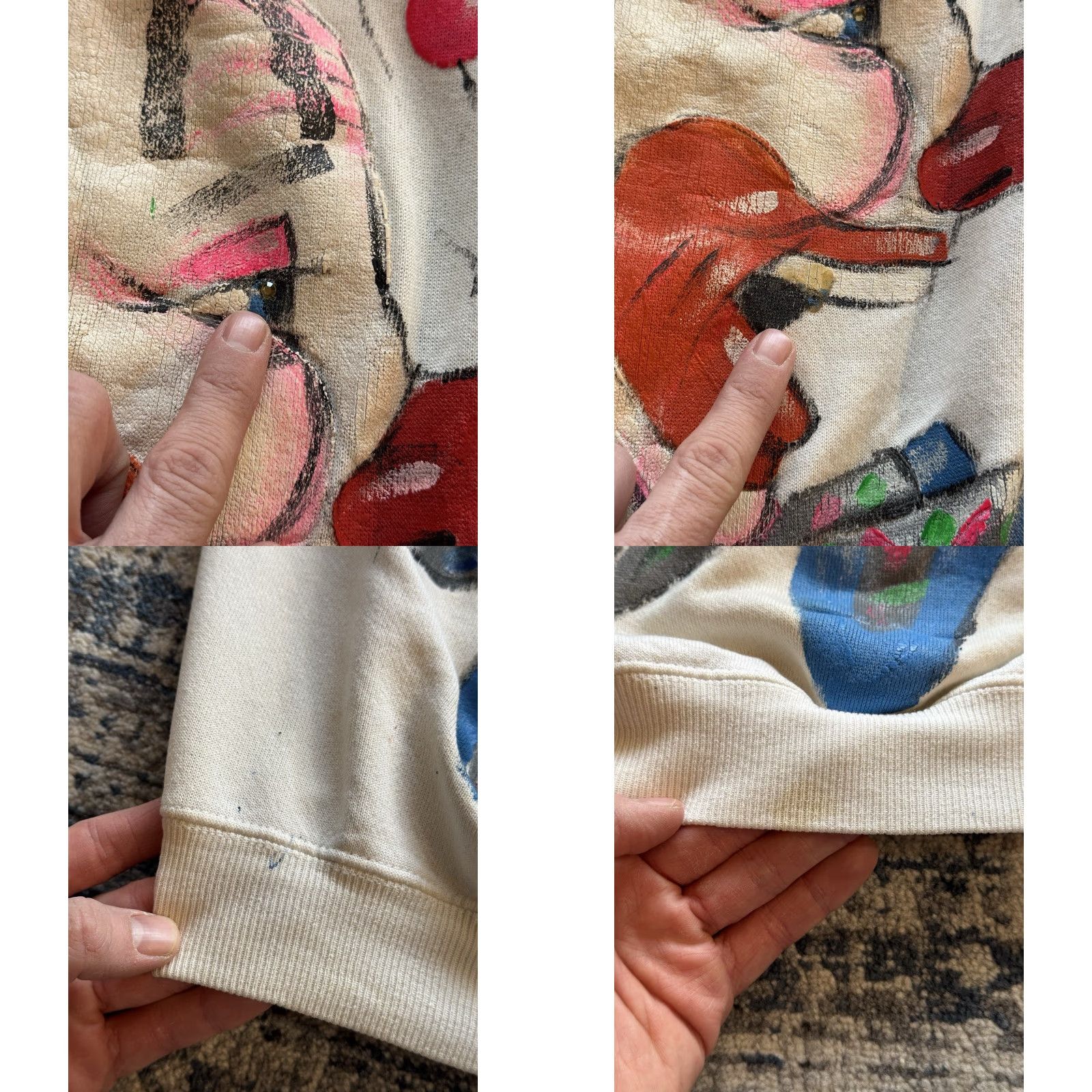Hanes VINTAGE Hanes Sweatshirt Crew Neck XL Men 80s Clown Red Sox Hand Painted Graphic Print White 24x26 Size US XL / EU 56 / 4 - 8 Thumbnail