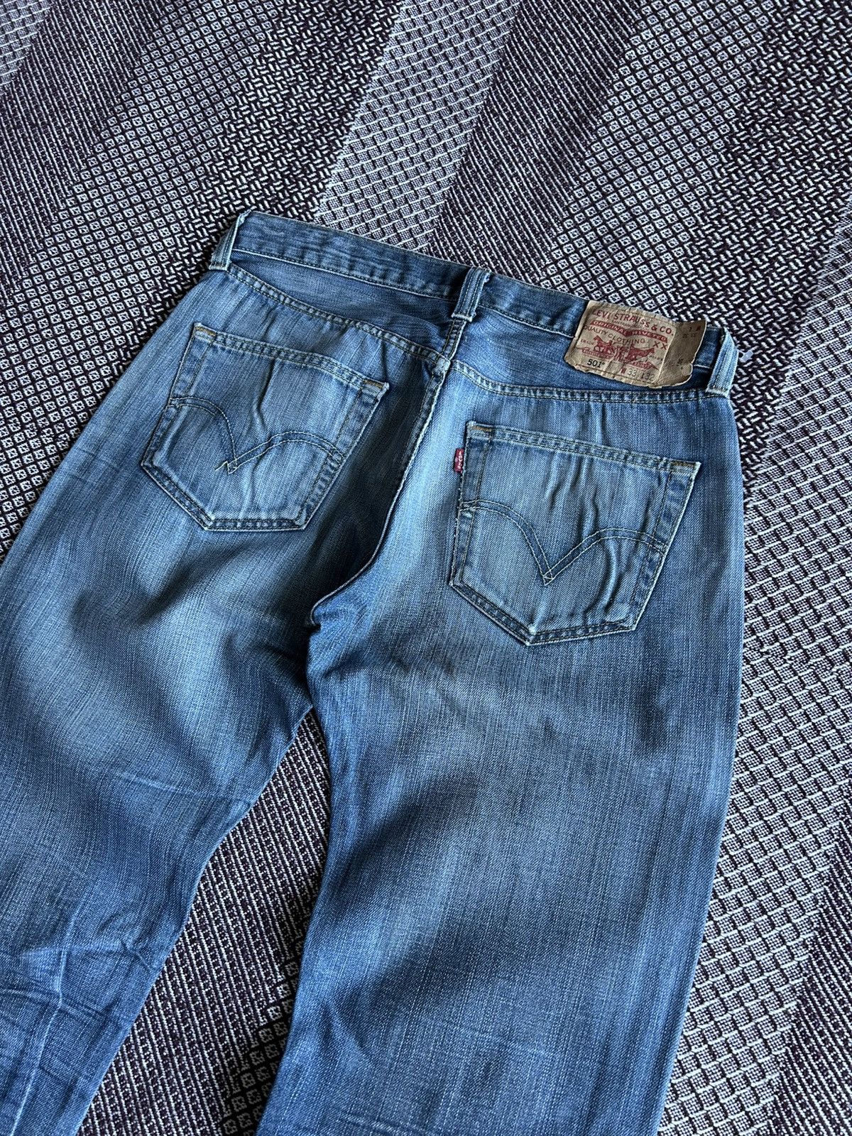 Levi's Vintage Levis 501 Washed Straight Leg Button Fly Jeans 33x32 Size US 33 - 5 Thumbnail