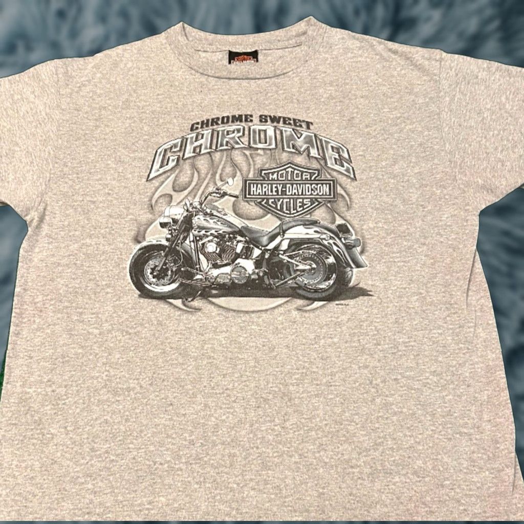Harley Davidson VINTAGE Harley-Davidson T-Shirt Mens L Gray 90s Y2K Chrome Las Vegas 2004 VTG Short Sleeve Gl? Size US L / EU 52-54 / 3 - 1 Thumbnail