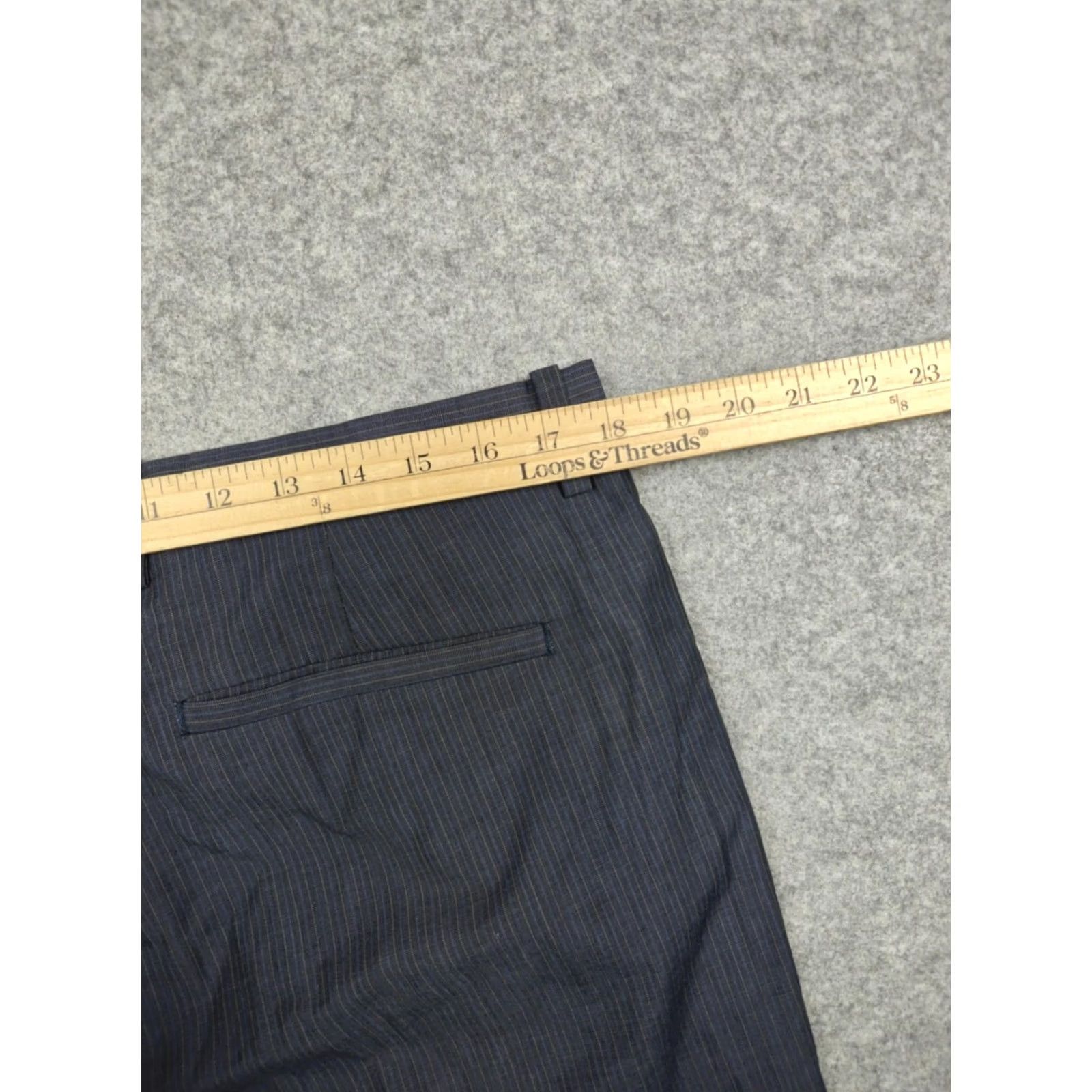 Theory Theory Mens Pants 34x32 Blue Pinstripe Cotton Dress Straight Leg Business Slacks Size US 34 / EU 50 - 6 Thumbnail
