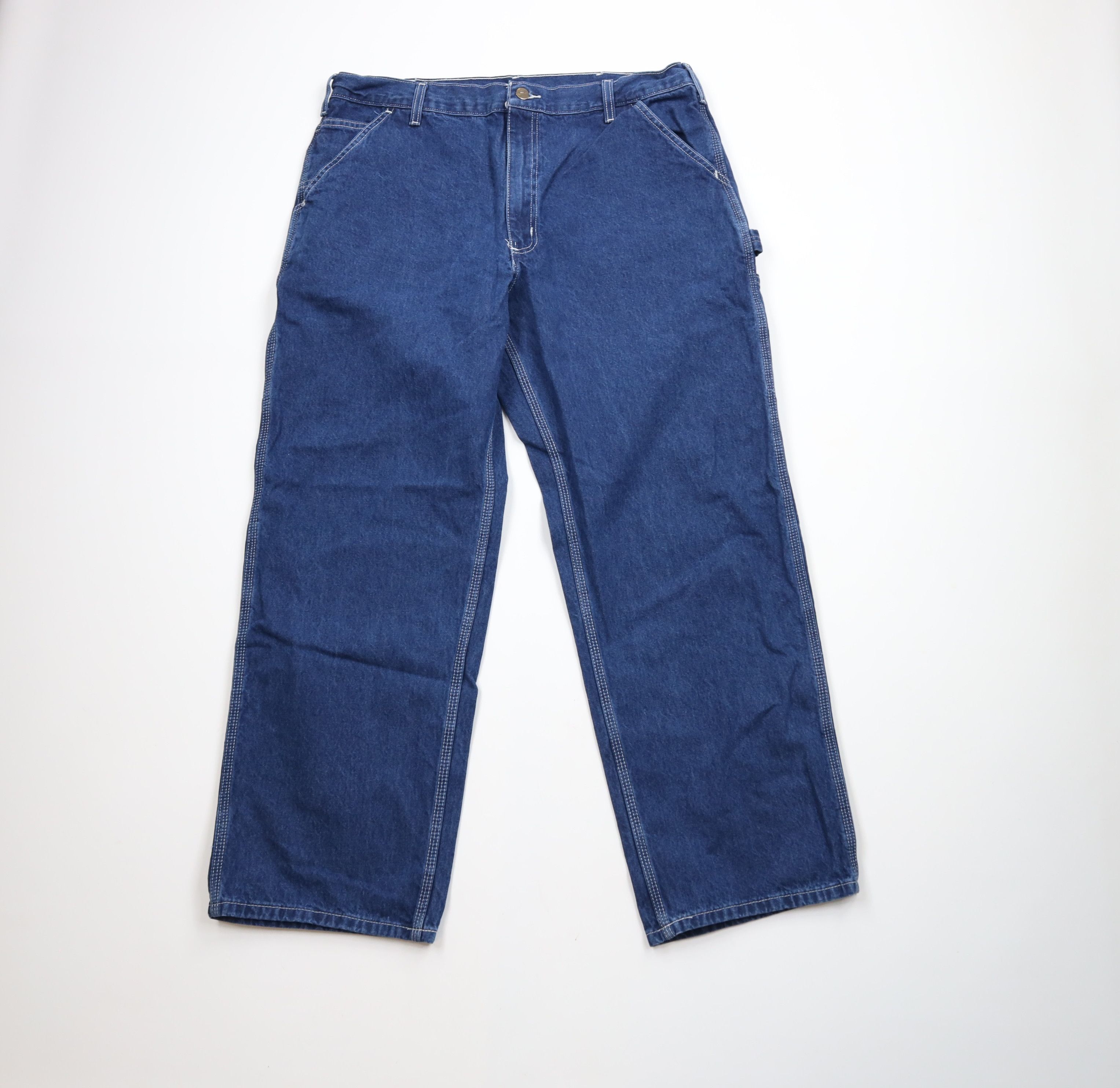 Carhartt × Vintage Vintage Carhartt Spell Wide Leg Dungaree Denim Jeans Blue Size US 38 / EU 54 - 1 Thumbnail