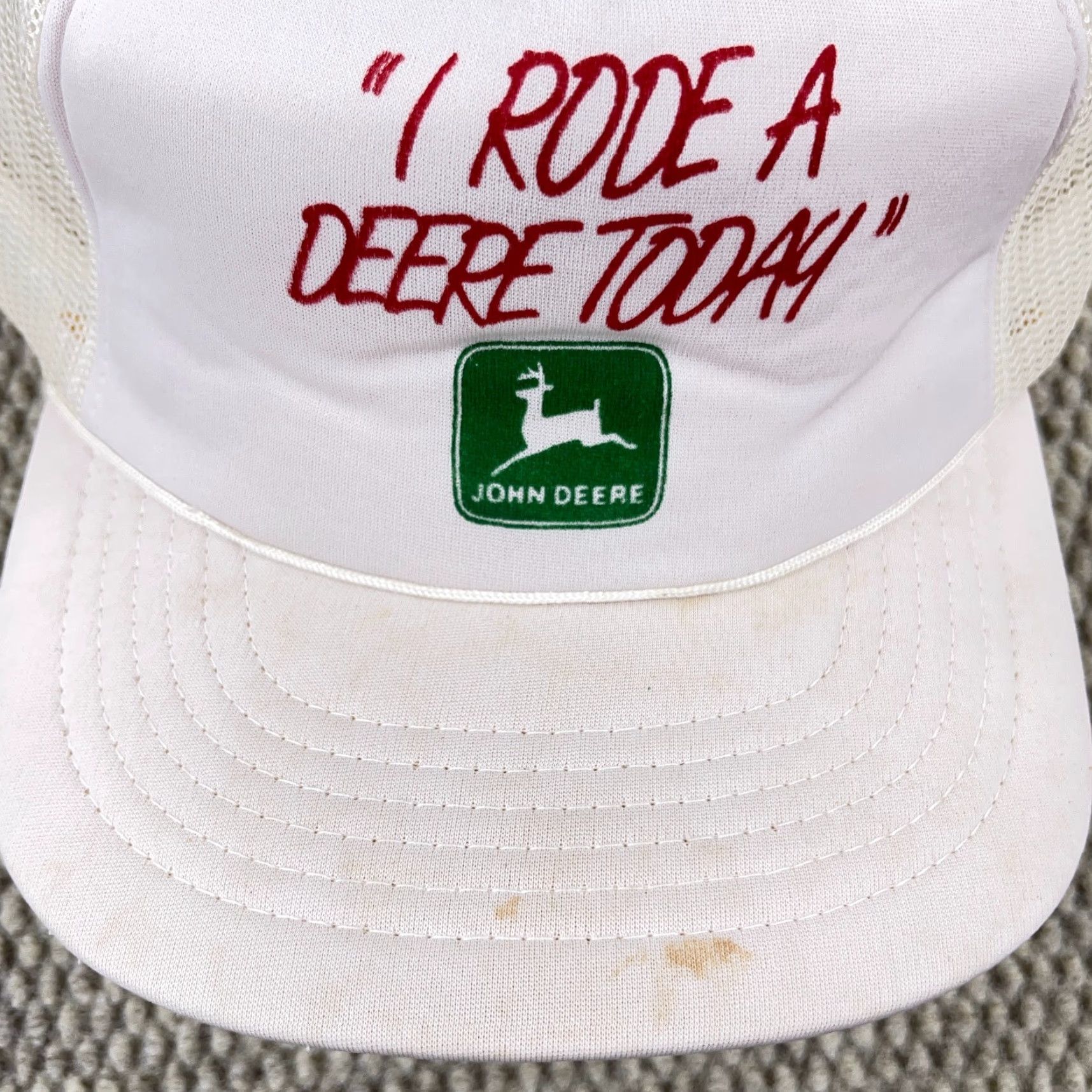 Vintage VINTAGE John Deere Trucker Hat Cap Snapback 80s 90s USA Outdoor Casual Men One Size White Size ONE SIZE - 3 Thumbnail