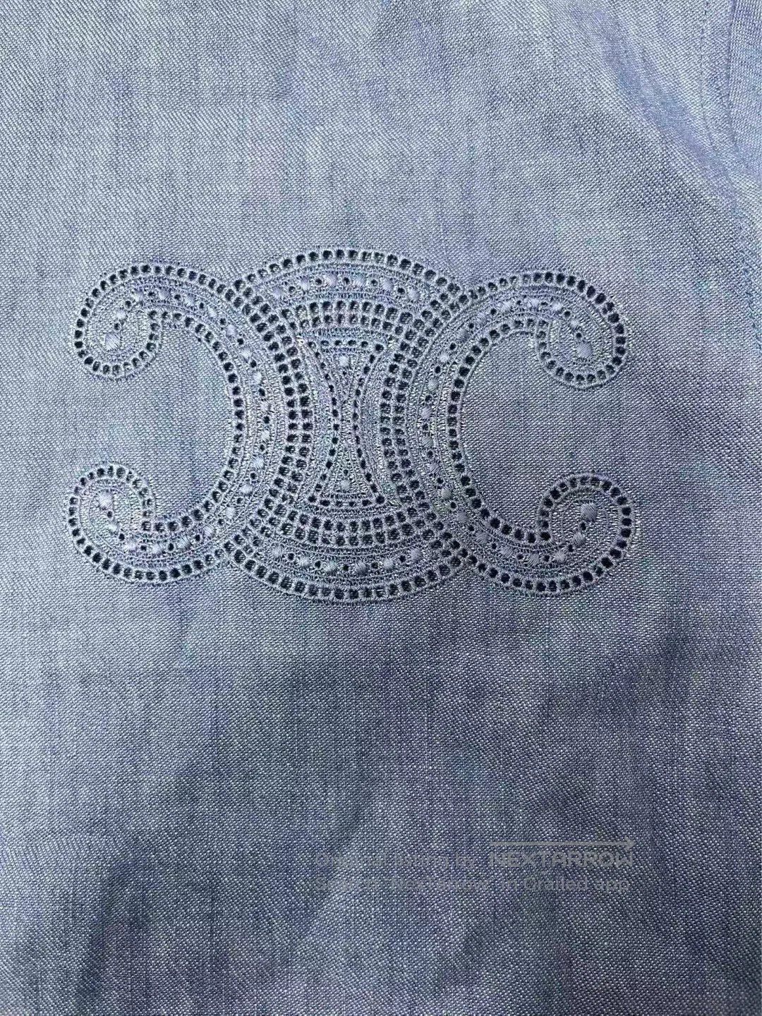 Celine CELINE Pointed Collar Logo Embroidered Shirt. Size S / US 4 / IT 40 - 3 Thumbnail