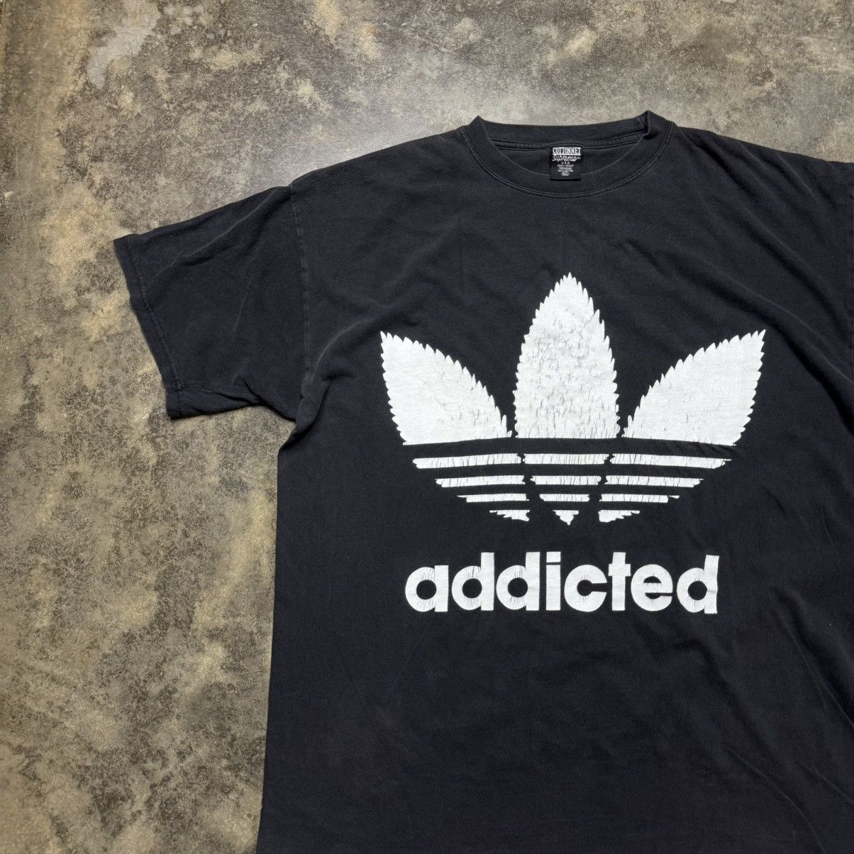vintage adidas addicted weed faded baggy tshirt