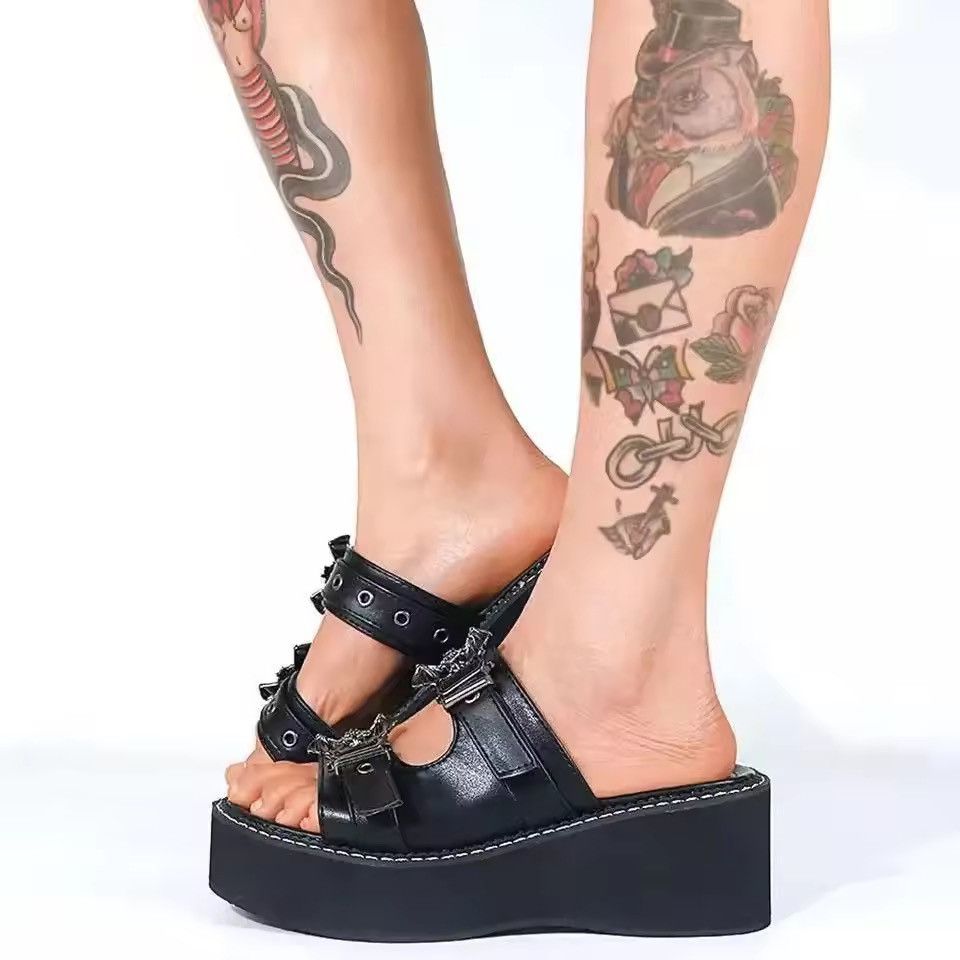 Other Metal Buckles Vampire Slippers Unisex Size US 8.5 / IT 38.5 - 3 Thumbnail