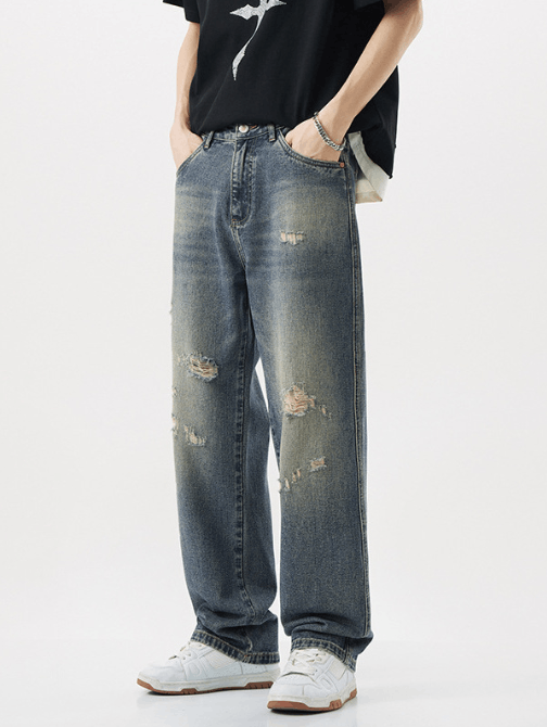 Japanese Brand × Jean Japanese retro washed old fashioned ripped jeans Size US 32 / EU 48 - 1 Thumbnail