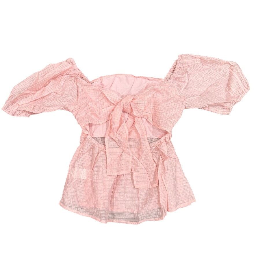 Shein Woman's Babydoll Puff Sleeve Blouse in Pink, Size M Size M / US 6-8 / IT 42-44 - 2 Thumbnail