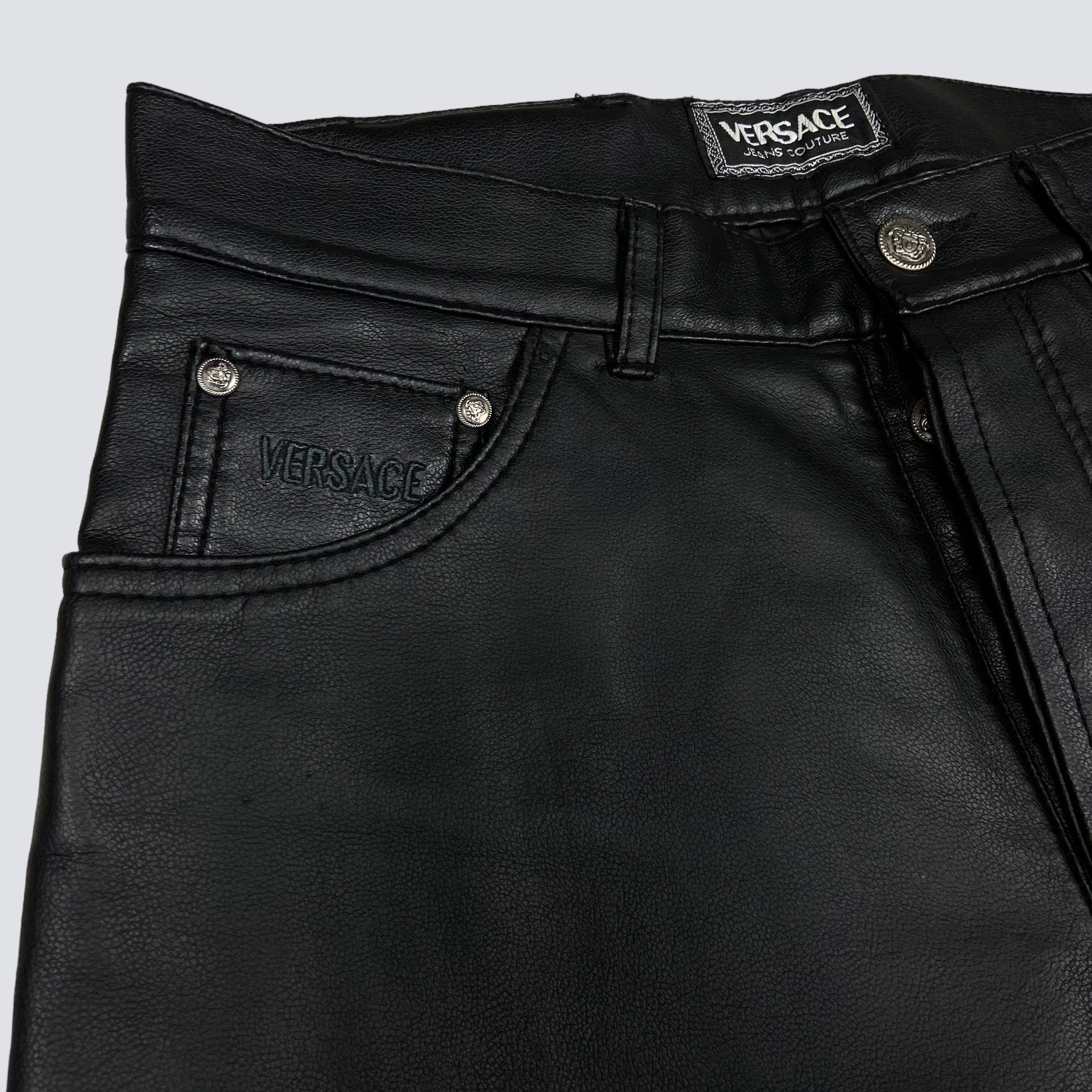 Versace VERSACE LEATHER ARCHIVE 1990s VINTAGE RARE PANTS - № 3079 Size US 30 / EU 46 - 7 Thumbnail