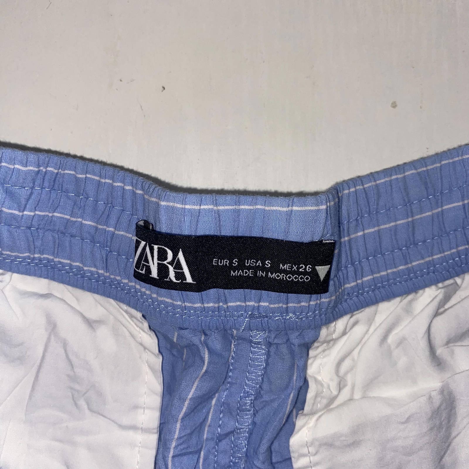 Zara Zara Blue Pinstripe Boxer Shorts Small Loungewear Vintage Size 28" / US 6 / IT 42 - 3 Thumbnail