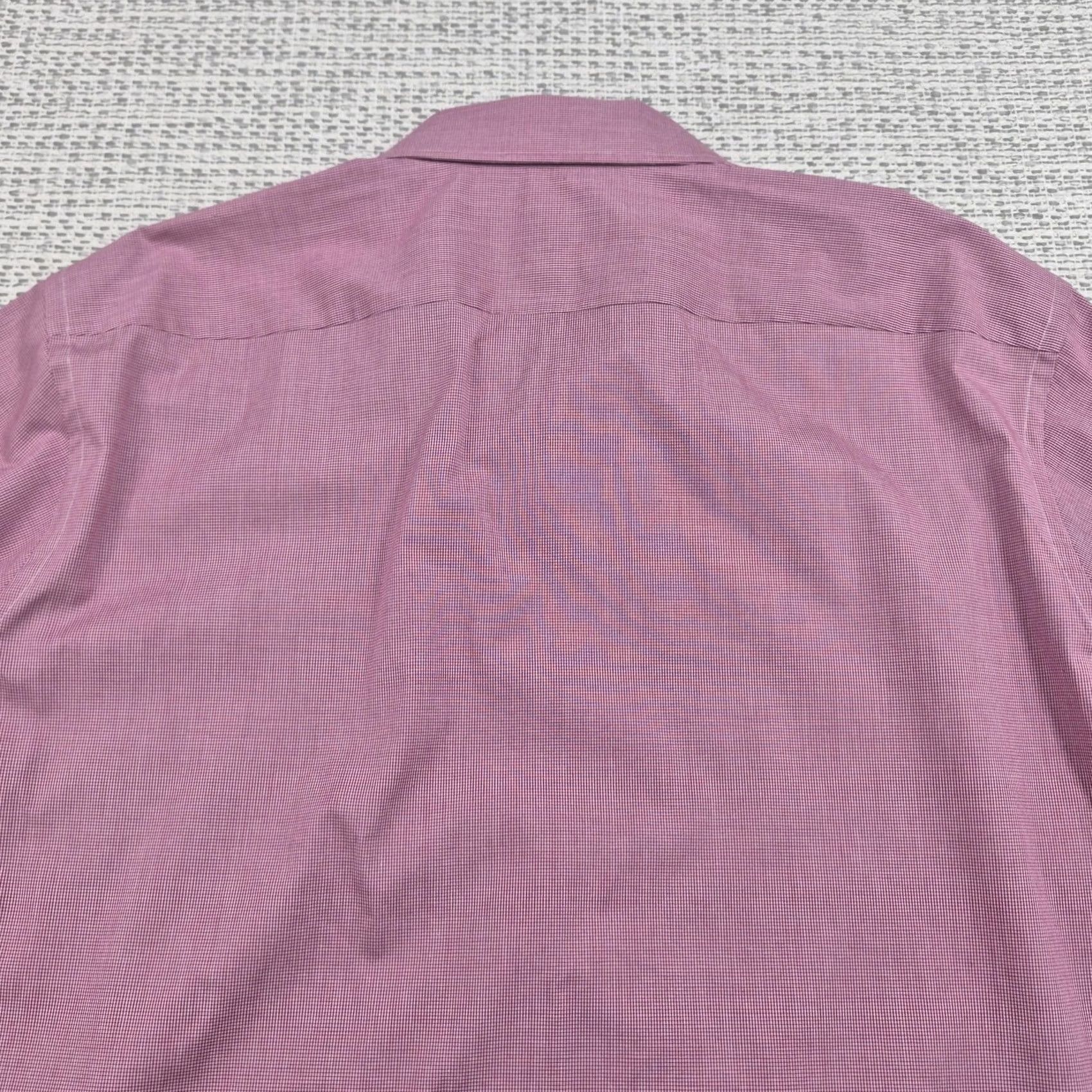 Hugo Boss HUGO BOSS Dress Shirt Mens 17.5 34/35 Pink Check Cotton Long Sleeve Button Up Shirt Size 48R - 7 Thumbnail