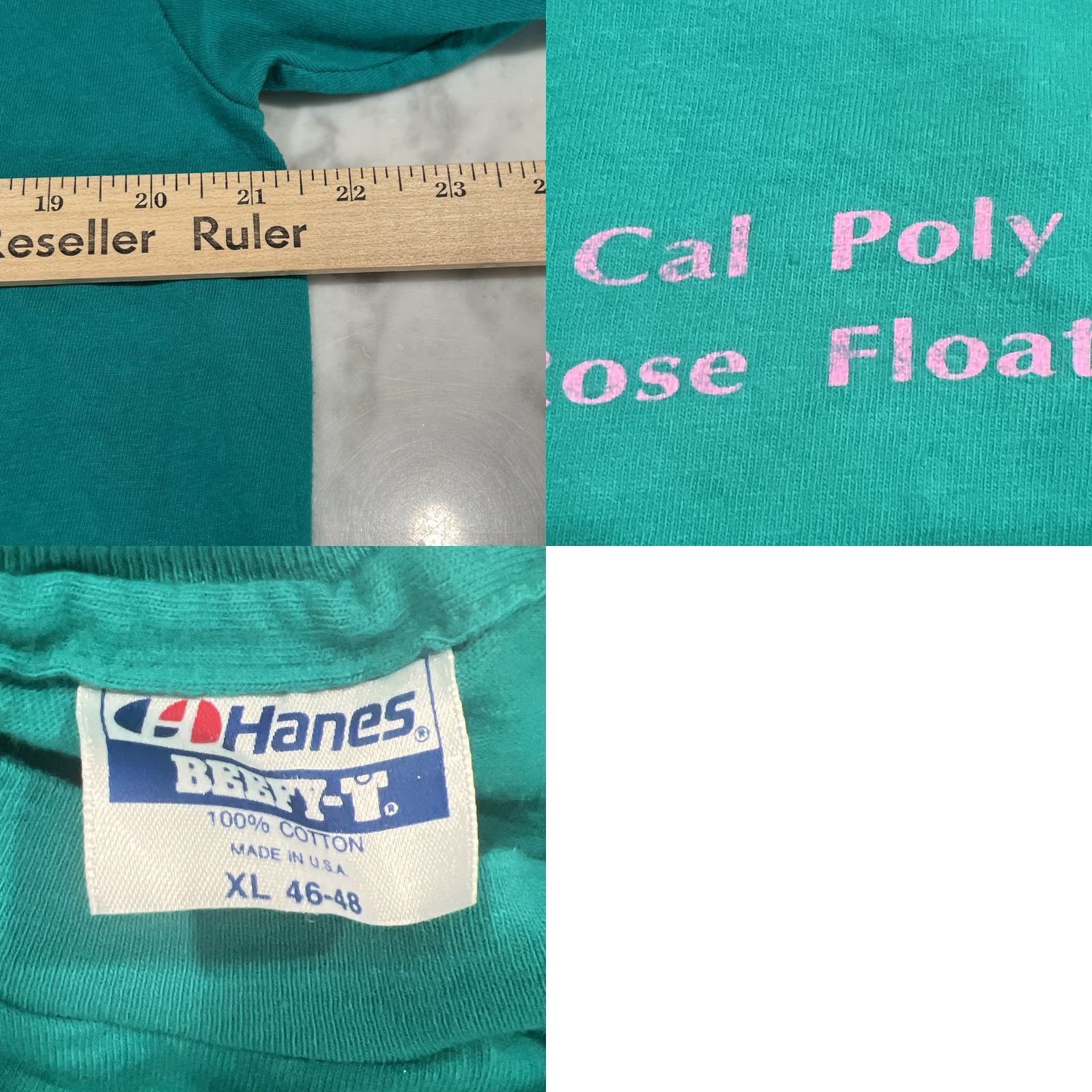 Hanes VINTAGE Cal Poly Float Club Yes- We Know Nothing Single Stitch Green T Shirt XL Mens Size US XL / EU 56 / 4 - 9 Thumbnail